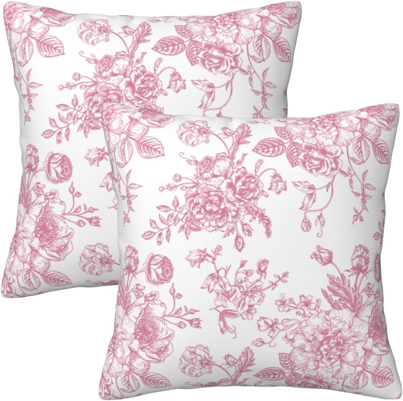 NEUTRALPOSTURE Floral Throw Pillow Covers 18X18 Inches Set Of 2, Decorative Vintage Chinoiserie Flower Pillow Case Farmhouse Cushion Covers For Sofa Bed Couch Living Room