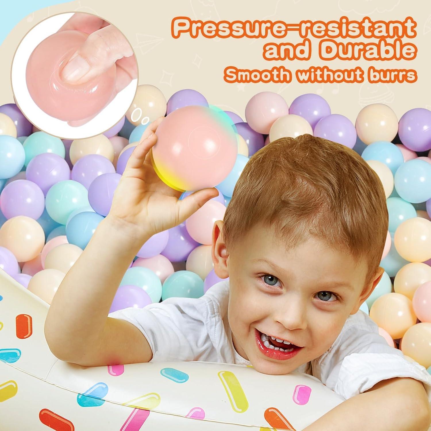 TRENDBOX 100 Ball - 5 Macaron Colors Pit Balls Non-Toxic Free BPA Soft Plastic Balls for Ball Pit Play Tent Baby Playhouse Pool Birthday Party Decoration