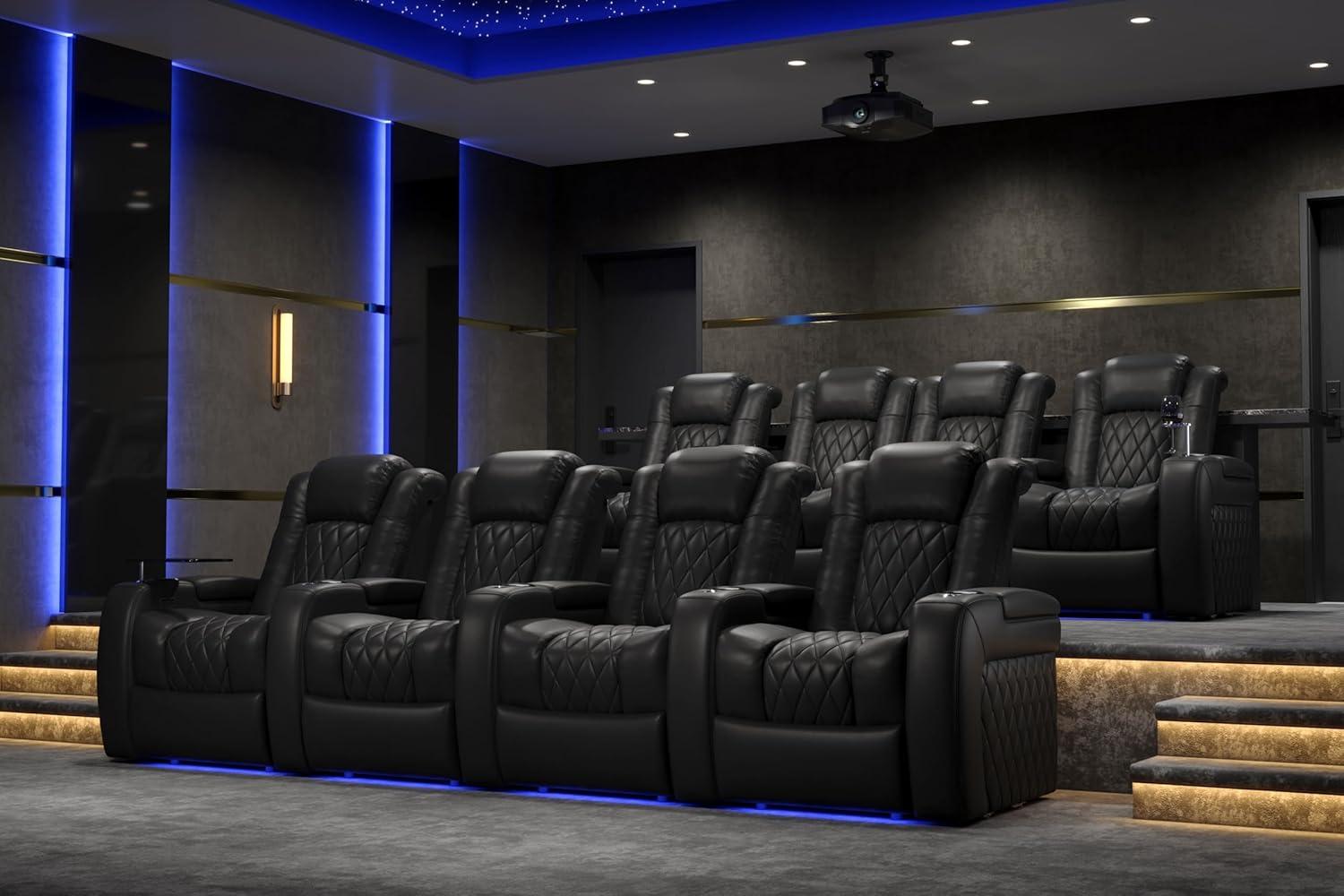 Orren Ellis Tuscany Leather Home Theater Seating with Cup Holder