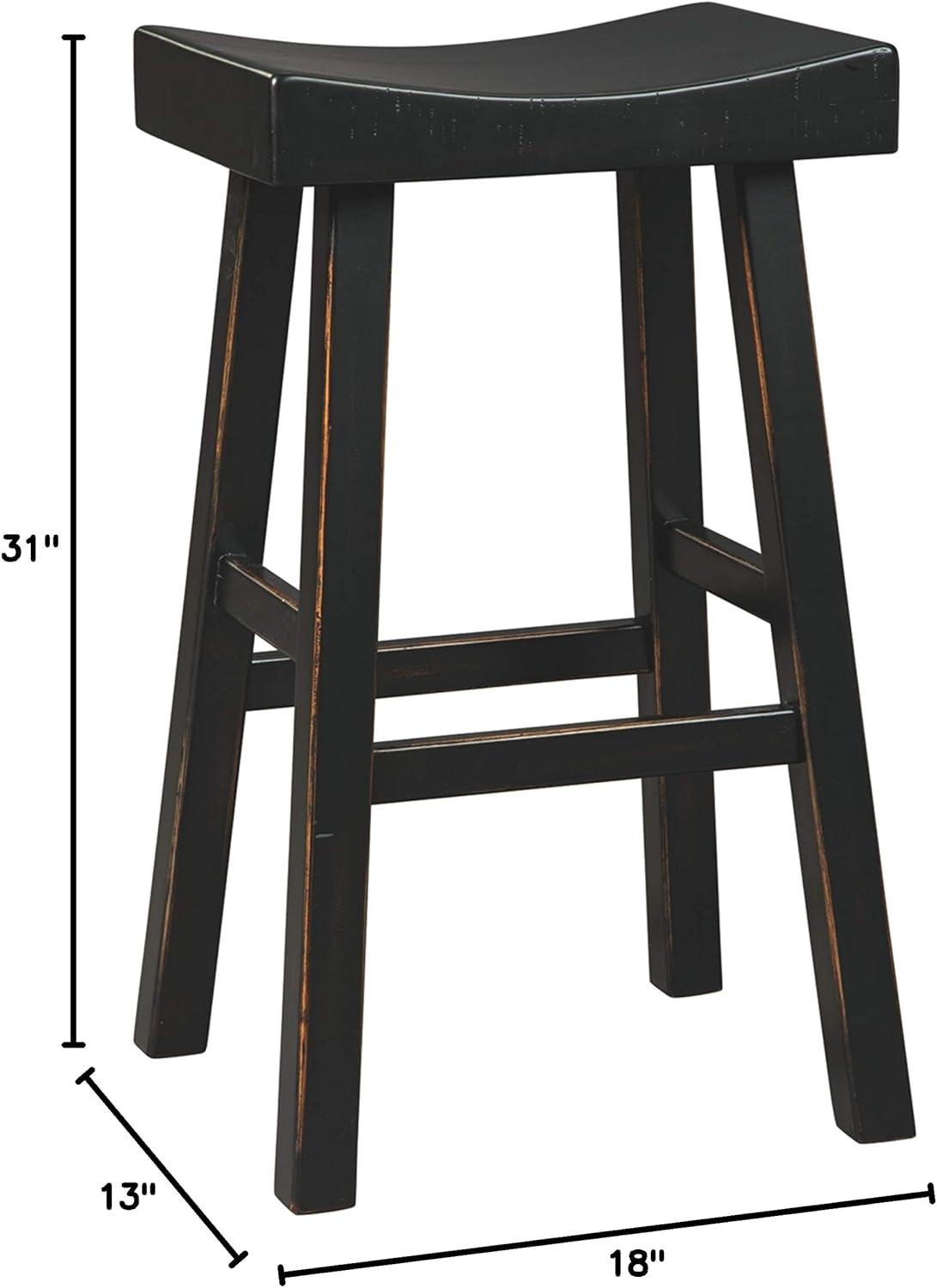 Transitional 31" Black Wood and Metal Saddle Barstool