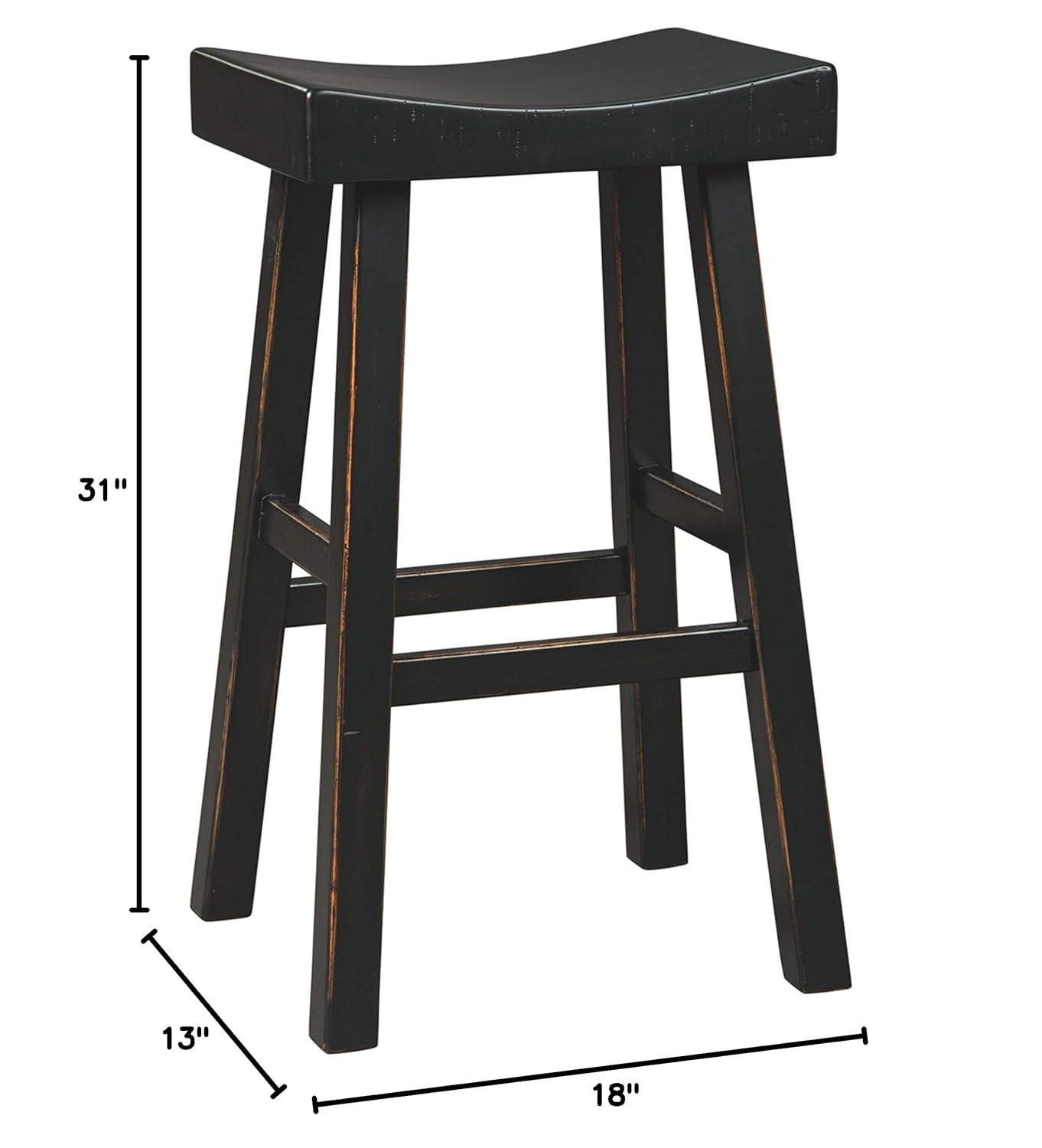 Transitional 31" Black Wood and Metal Saddle Barstool