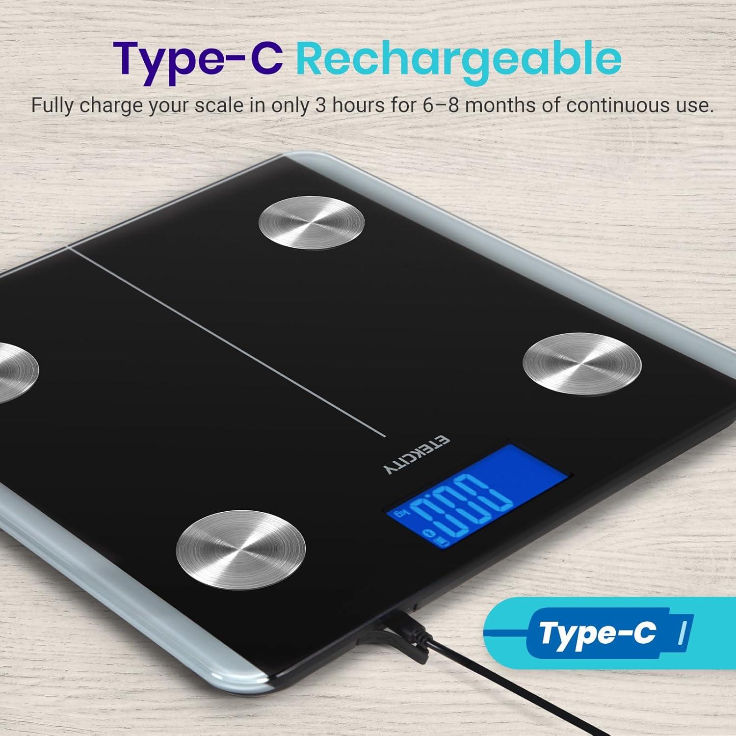 Black Digital Smart Body Analysis Floor Scale with Bluetooth