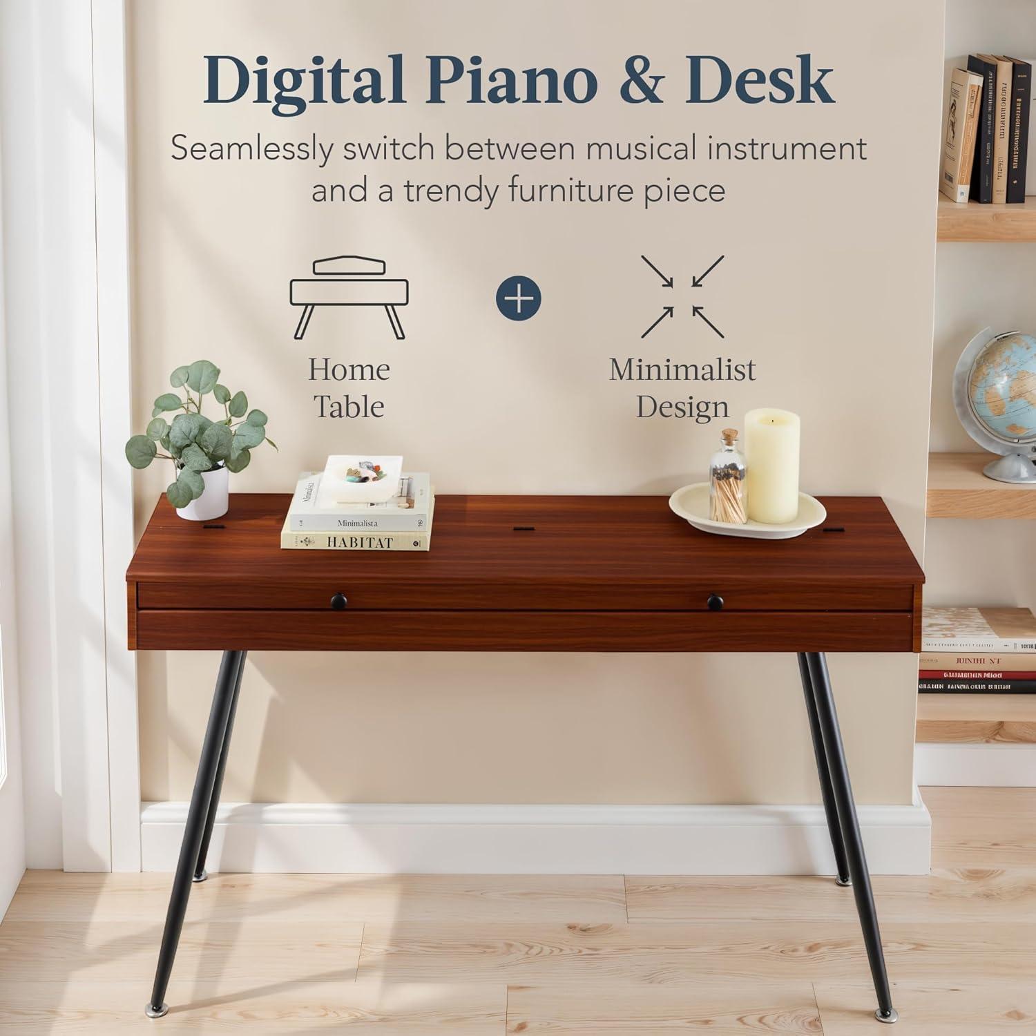 Best Choice Products Best Choice Product Modern 88 Key Fully Weighted Desk Style Digital Piano w/ Metal Legs, 3 Sustain Pedal - Natural