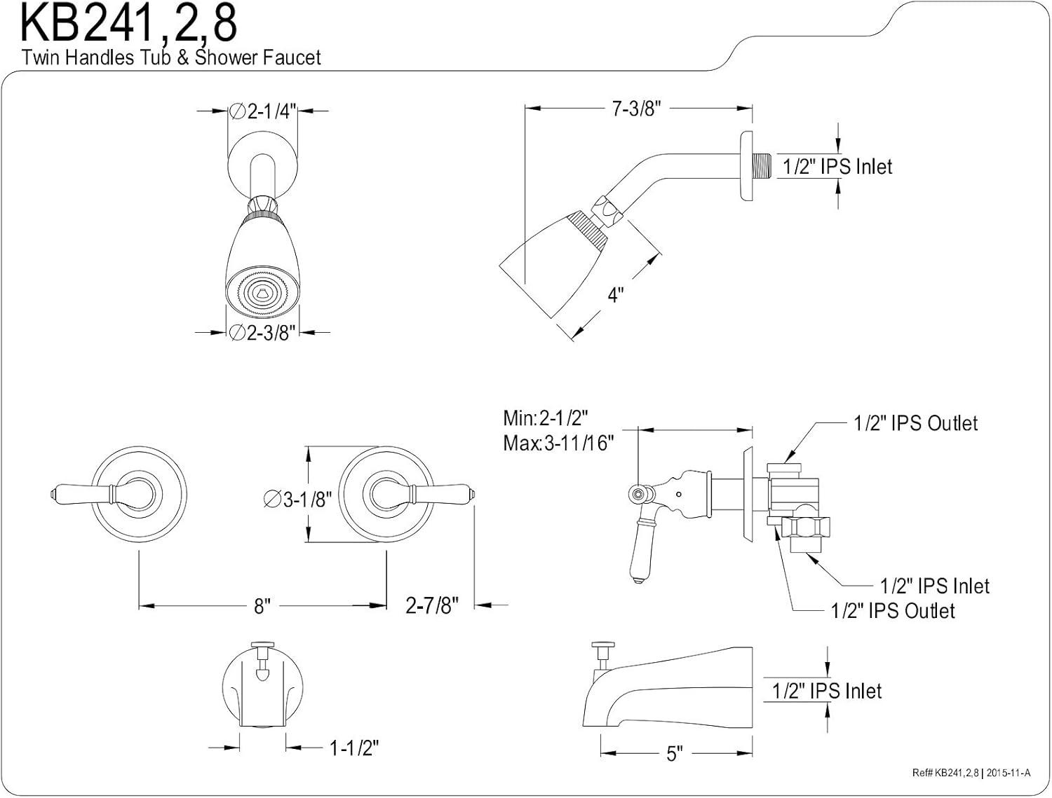 Magellan Polished Brass Multi-Head Wall-Mounted Tub and Shower Faucet