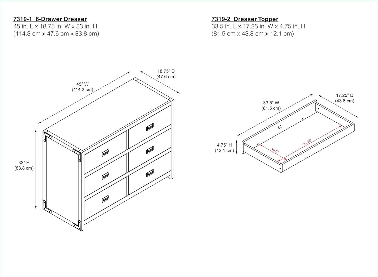 Baby Relax Miles 6-Drawer Dresser, Soft Gray