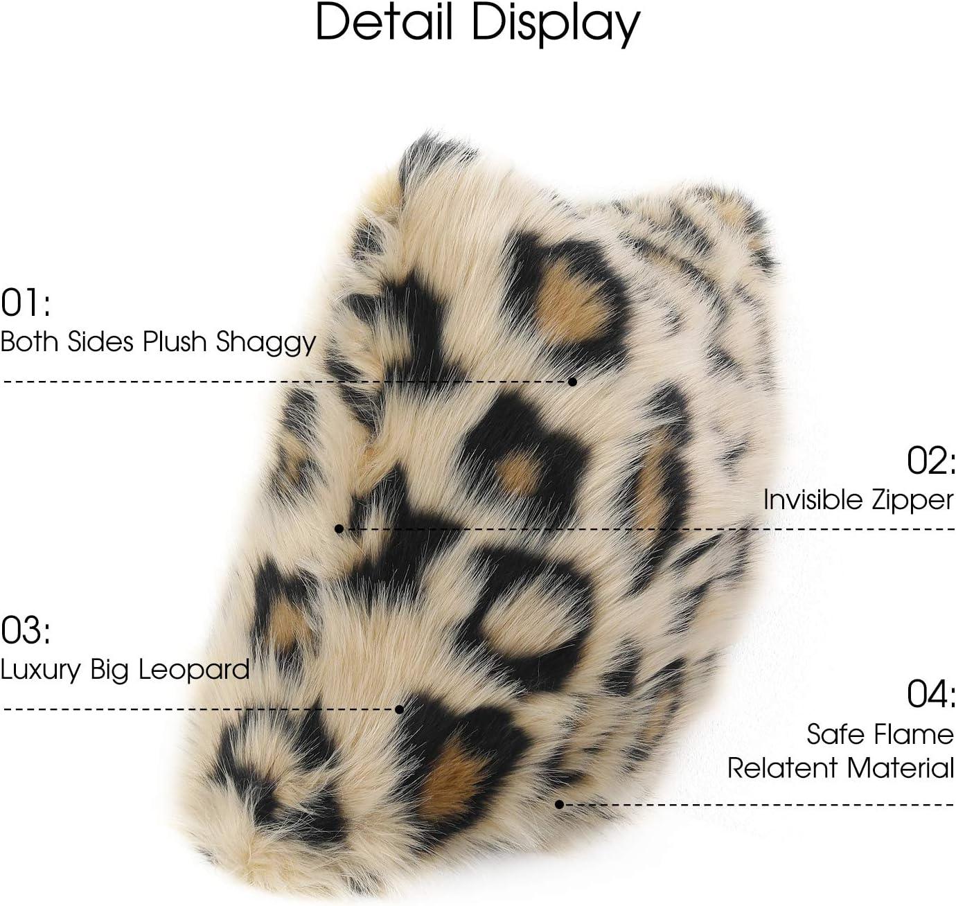 INSMEER 1PC True Leopard Print Pillow Case Decorative Faux Fur Leopard Pillow Covers Plush Shaggy Cheetah Pillow Cases for Bedroom Couch Sofa 18x18inch