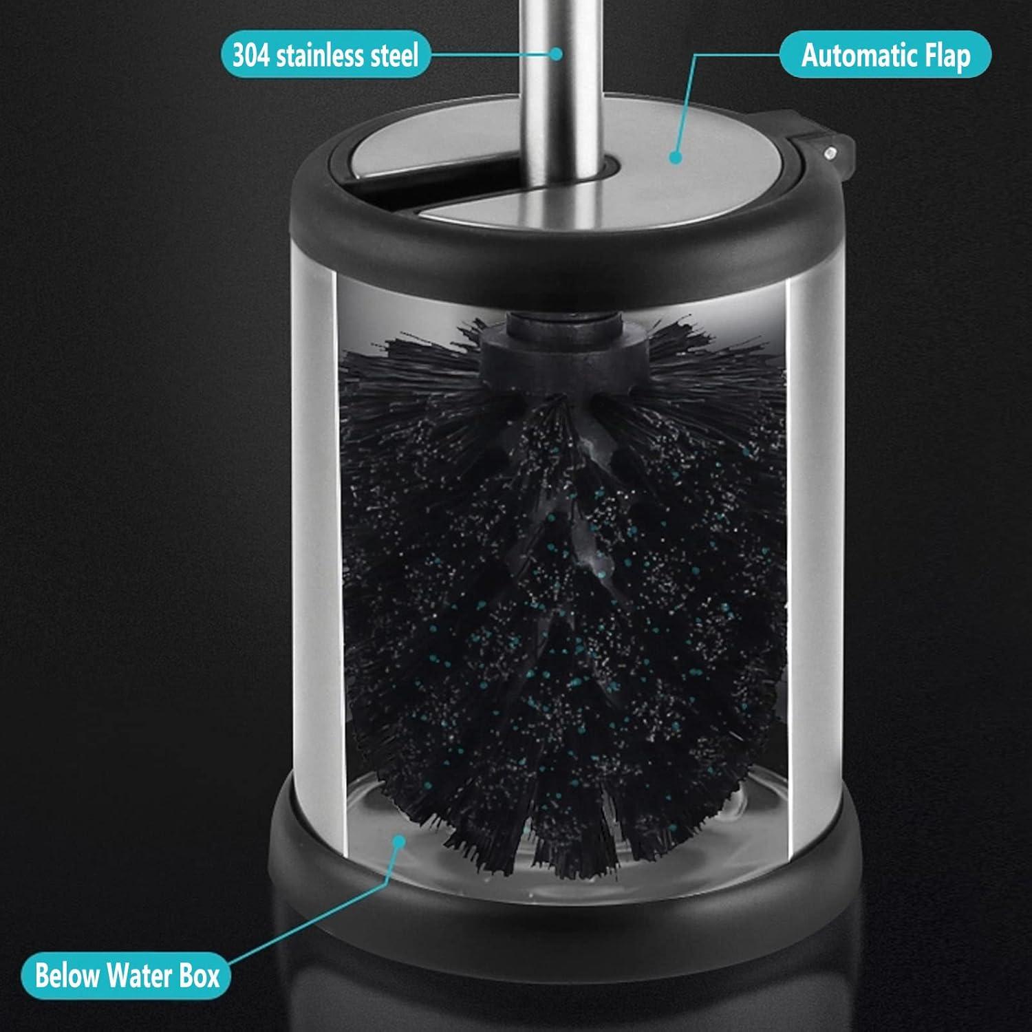 Casaphoria Stainless Steel Toilet Bowl Brush and Holder set for Deep Cleaning,Bowl Scrubber Brush with Lid for Bathroom,Deluxe Freestanding Toilet Brush and Plunger Combo