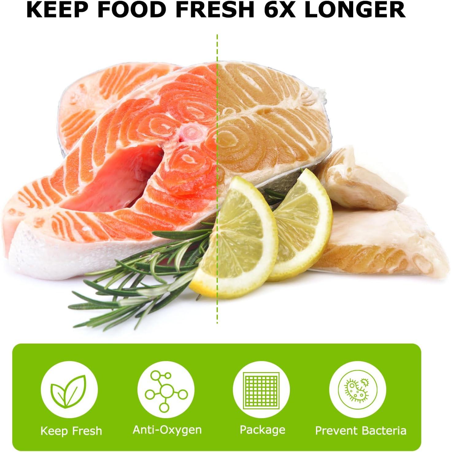Bonsenkitchen Precut Vacuum Food Sealer Bags 100 Quart 8" x 12", BPA Free, Commercial Grade Textured,Thick Embossed Bags,Storage and Sous Vide Cooking