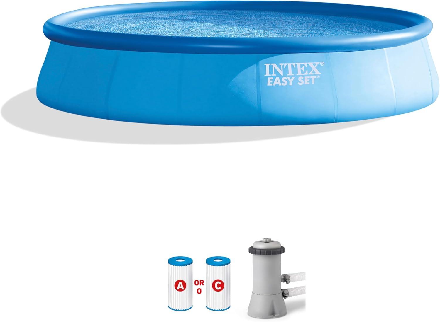 Intex Easy Set 12ft Blue Inflatable Above Ground Pool with Filter