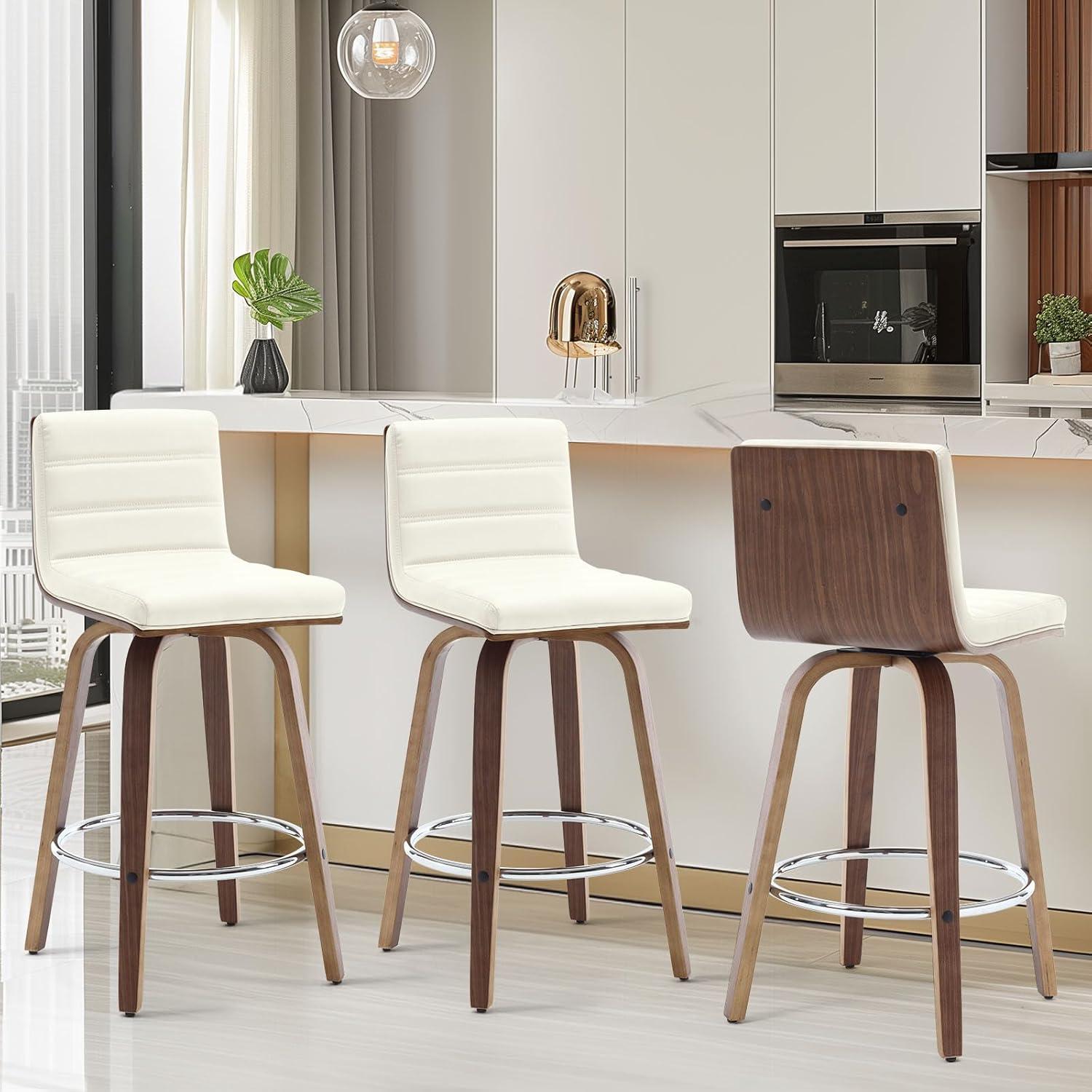 Upholstered  Swivel Counter & Bar Stool (Set of 3)