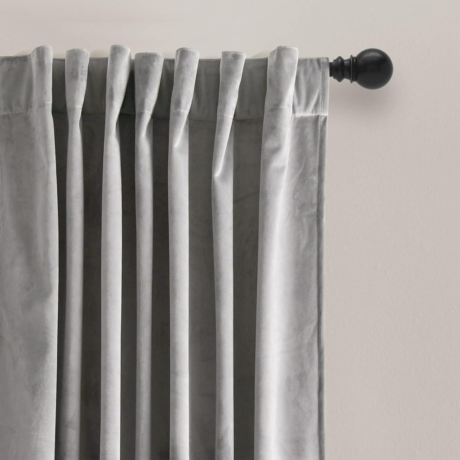 Light Gray Velvet Blackout Pleated Window Panels