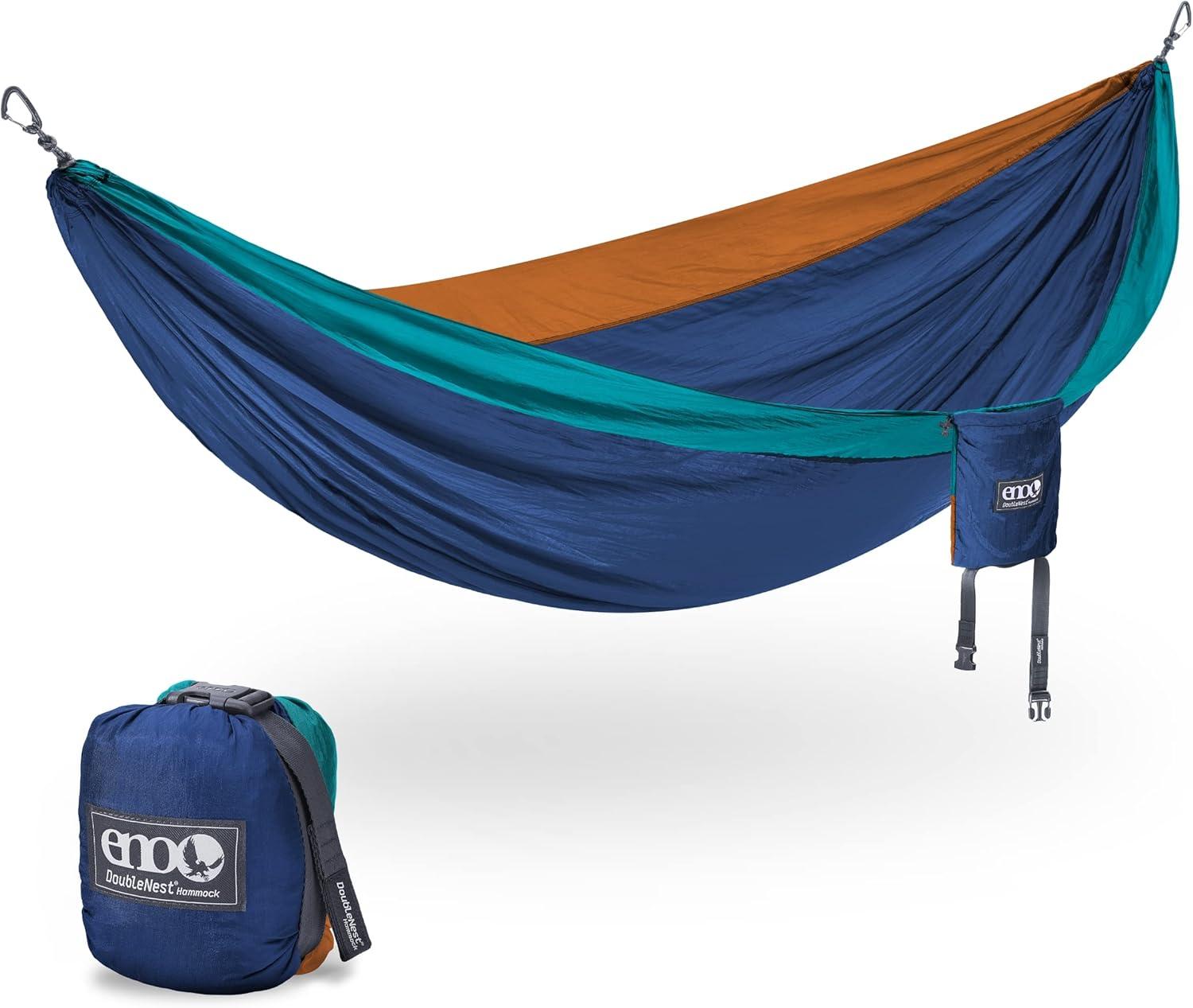 ENO, Eagles Nest Outfitters DoubleNest Print Lightweight Camping Hammock, 1 to 2 Person, Retro/Emerald