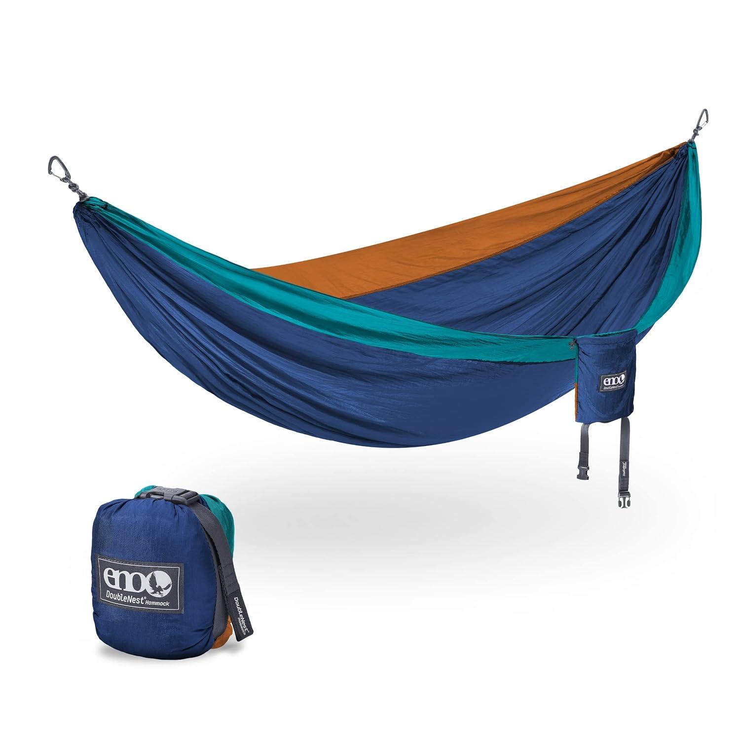 ENO, Eagles Nest Outfitters DoubleNest Print Lightweight Camping Hammock, 1 to 2 Person, Retro/Emerald