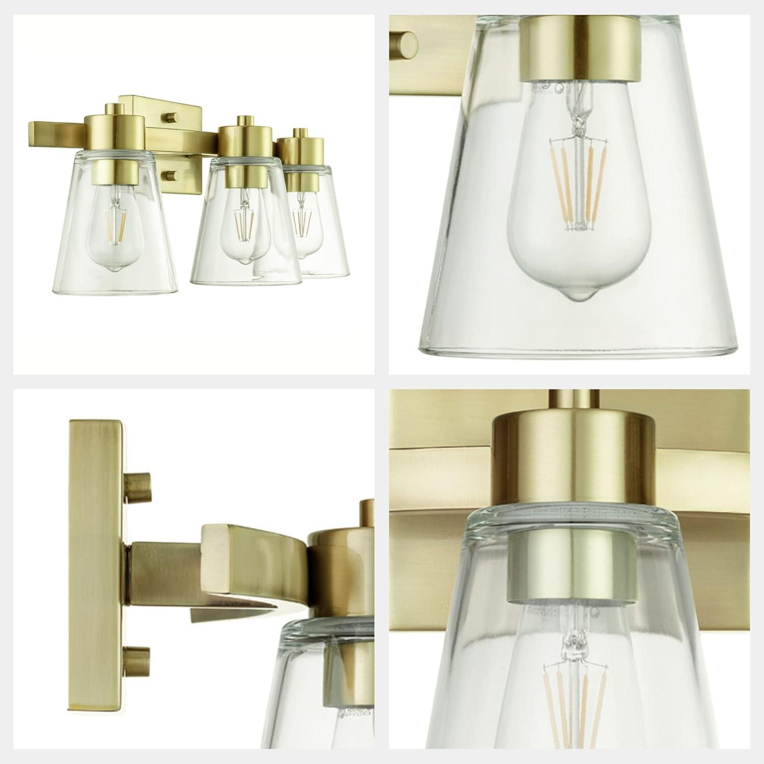 Prominence Home Fairendale 3-Light Soft Gold Bathroom Vanity Light with Clear Glass Shade