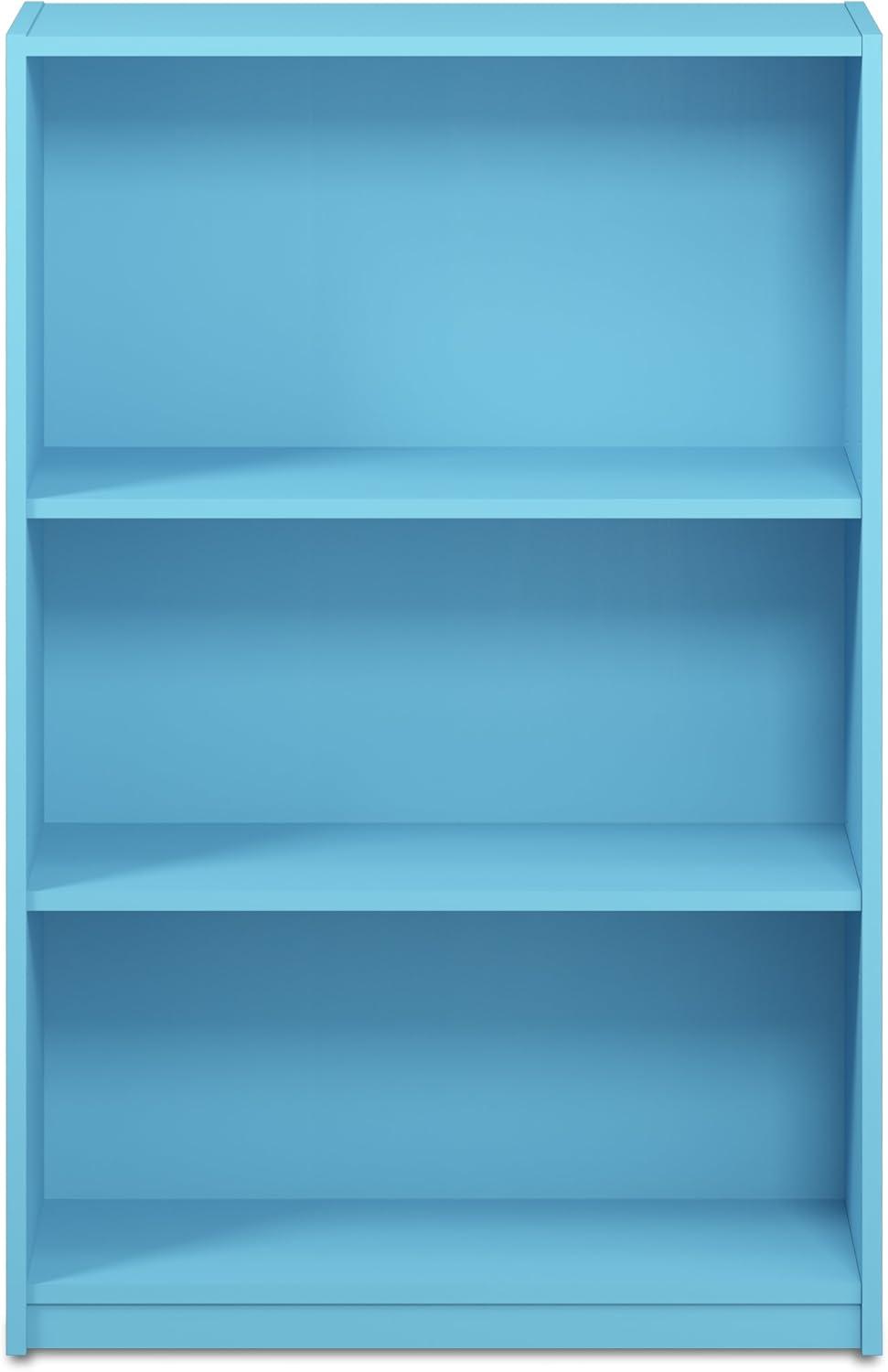 Furinno 3-Tier Multi-Functional Storage Bookcase Modern Open Multipurpose Display Rack Cabinet with Adjustable Shelves,Light Blue