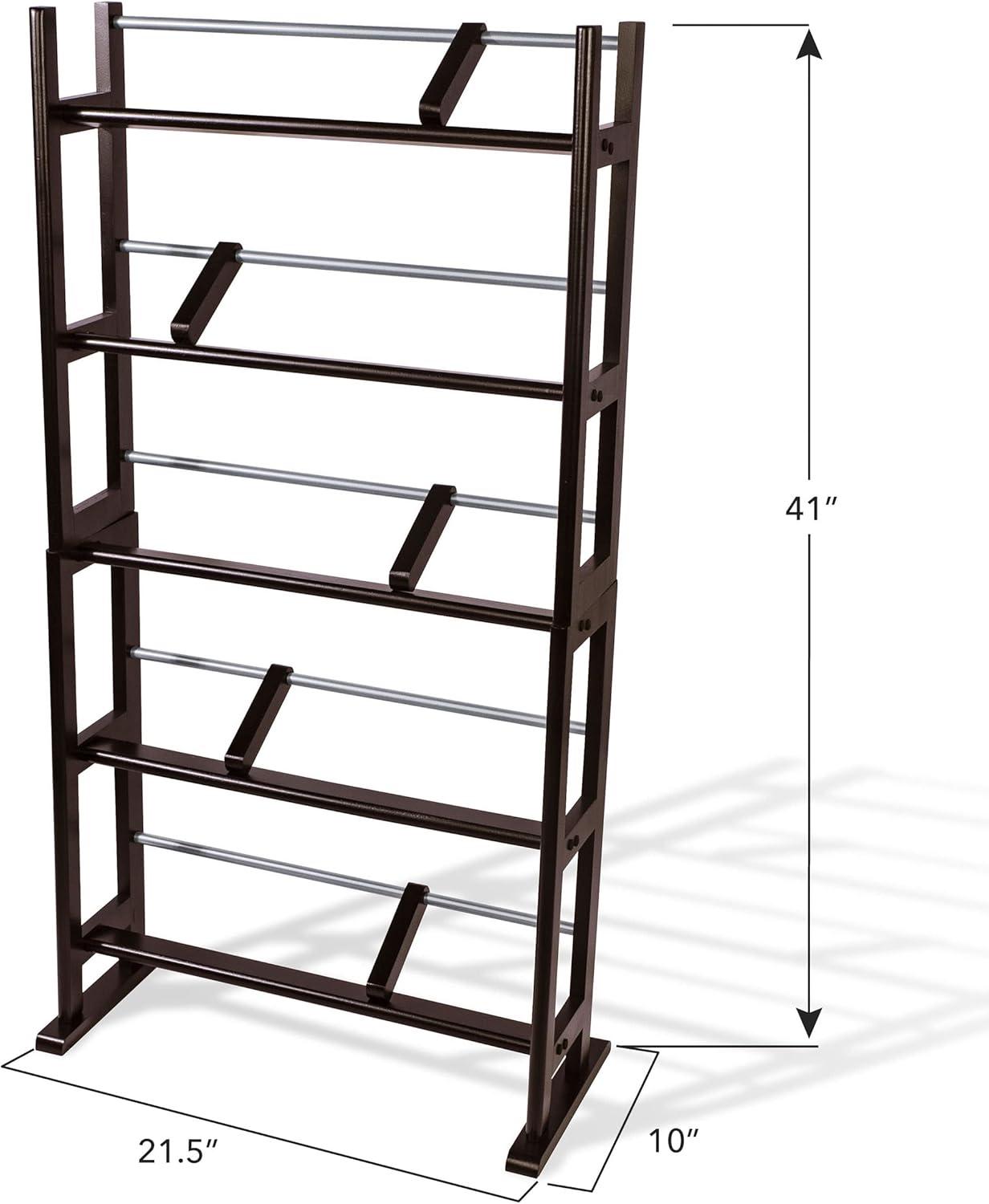 Espresso Wood and Metal Media Storage Rack with Dividers