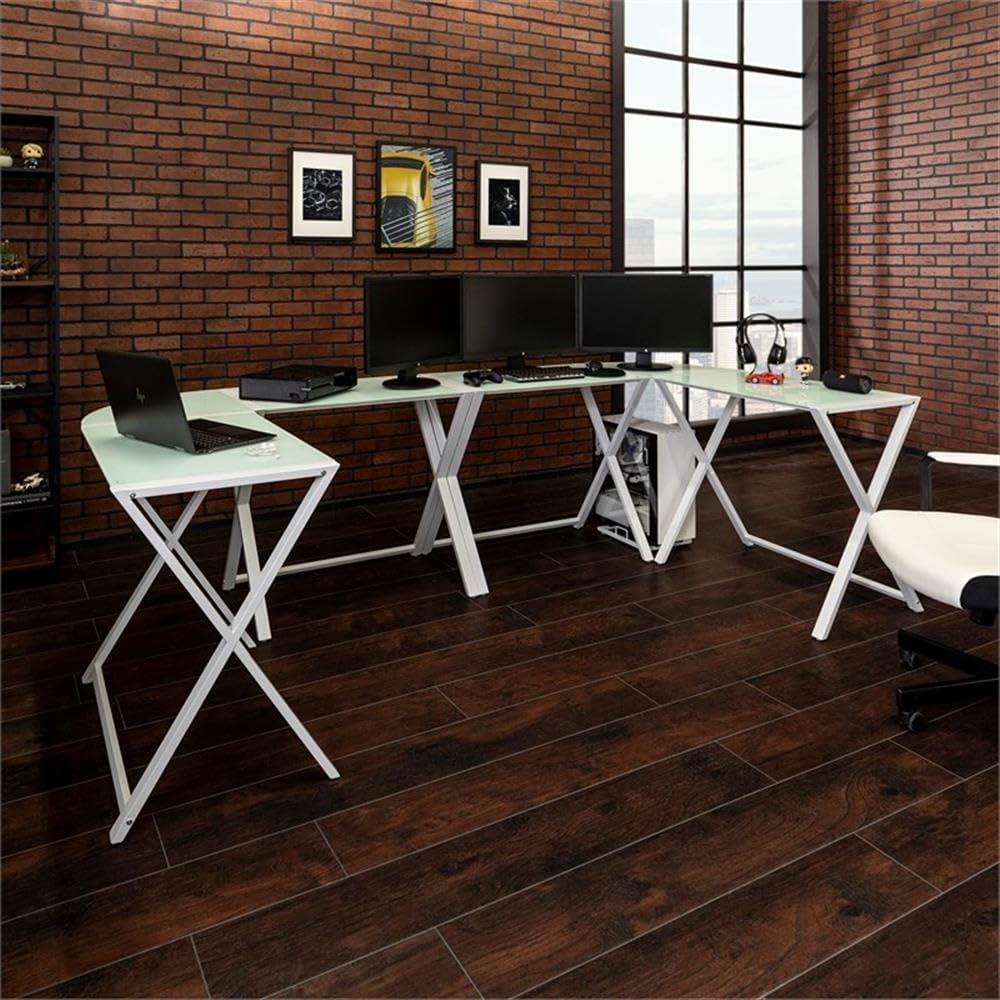 Walker Edison Contemporary X-Leg Command Center Computer and Gaming Desk - White