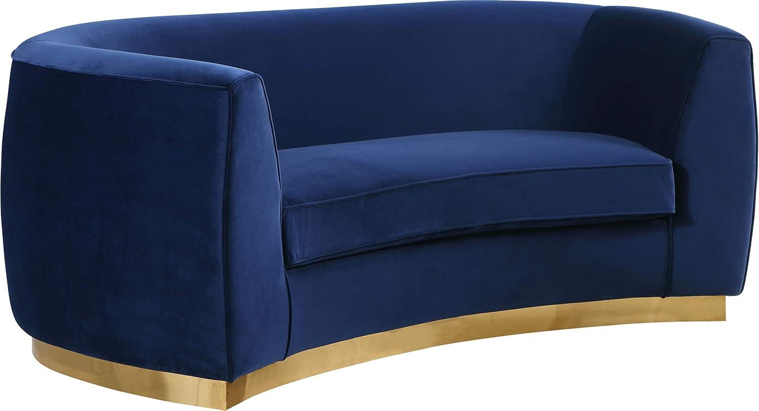 Julian Navy Velvet Loveseat with Gold Base