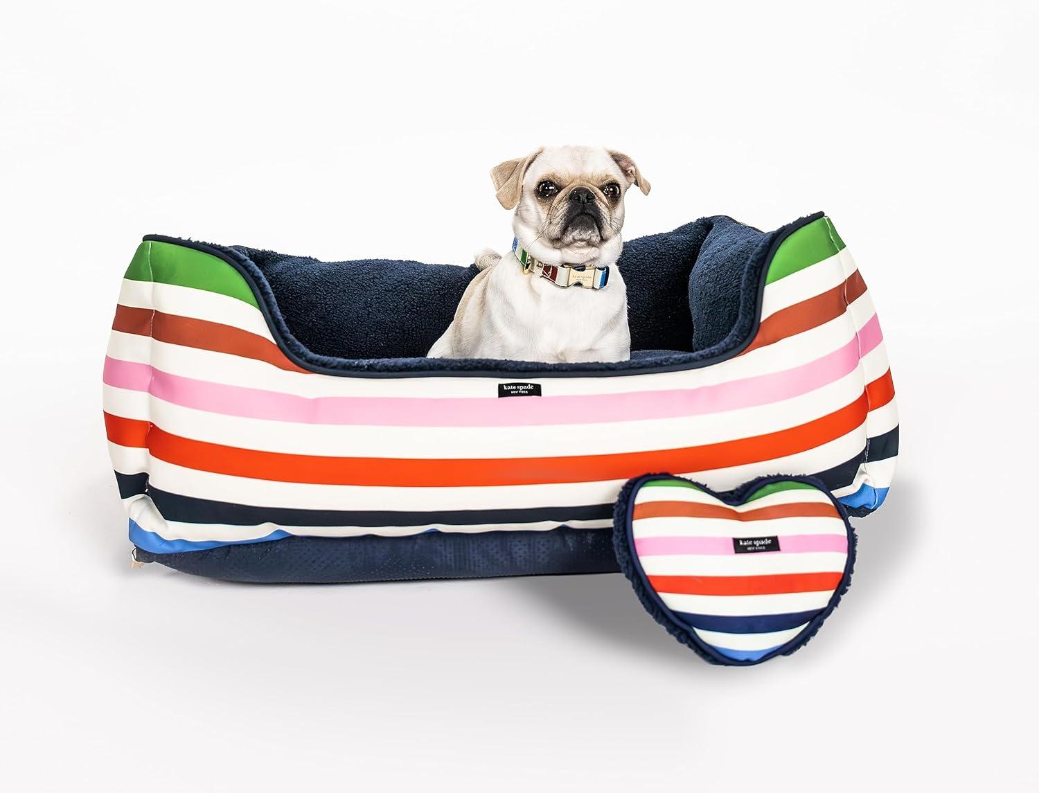 Adventure Stripe Multicolor Polyester Bolster Dog Bed