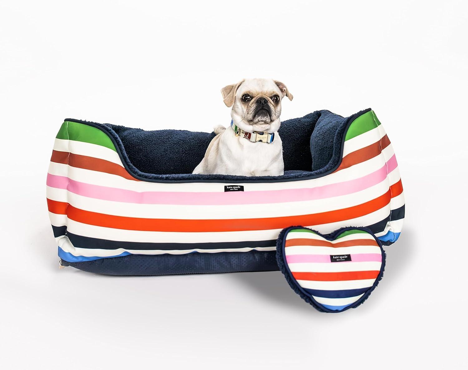 Adventure Stripe Multicolor Polyester Bolster Dog Bed