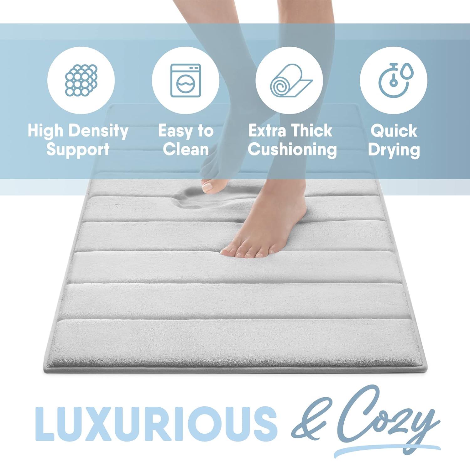 17"x24" Quick Dry Memory Foam Luxury CoreTex Bath Rug Rug Runner Light Gray - Microdry