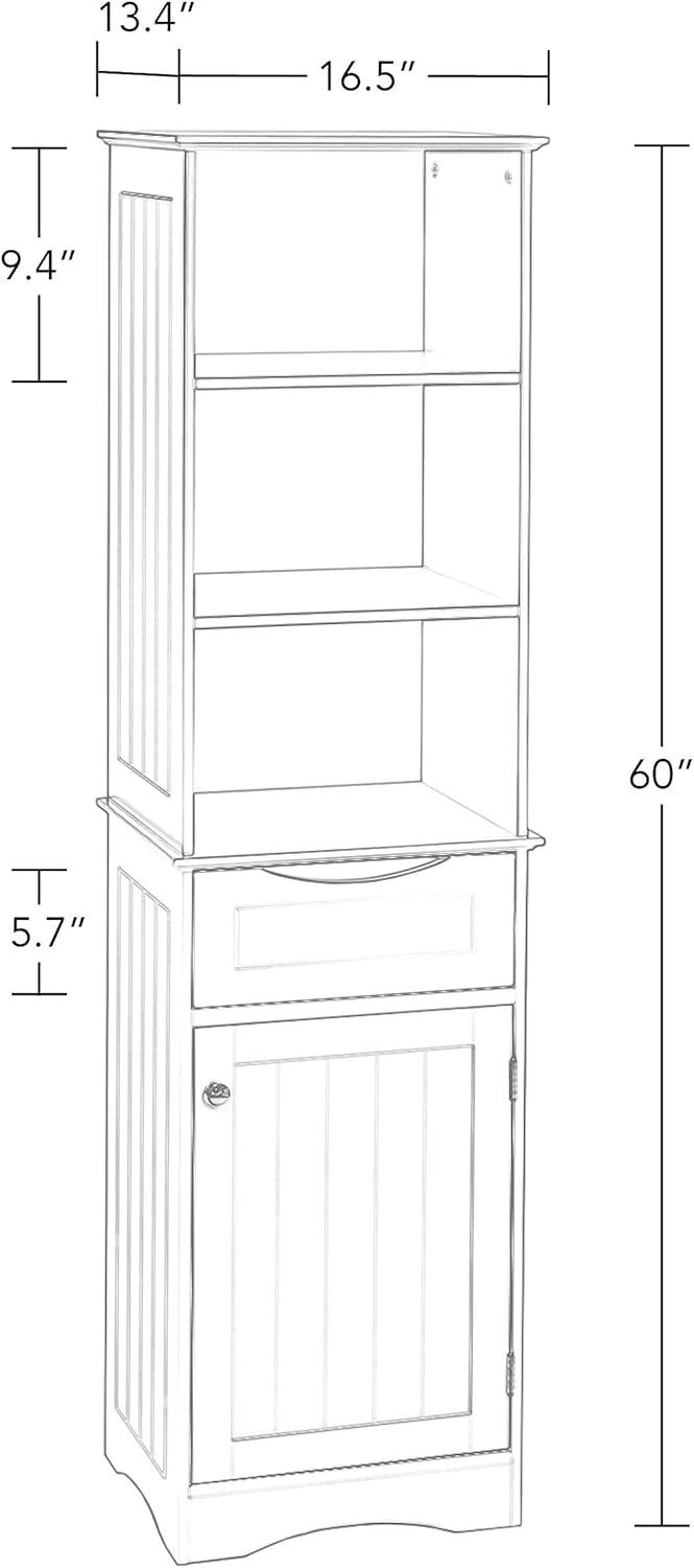 RiverRidge Ashland Tall Bathroom Storage Linen Cabinet and Organizer with Drawer and Shelves