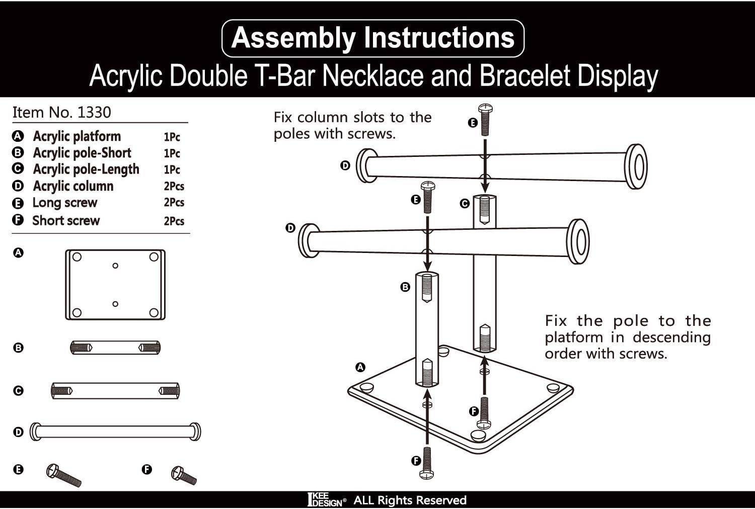 Premium Jewelry Stand , Solid Clear 2-Tier Acrylic Jewelry Organizer Stand & Bracelet holder Stand for Necklace Display, Ring & Watch Display