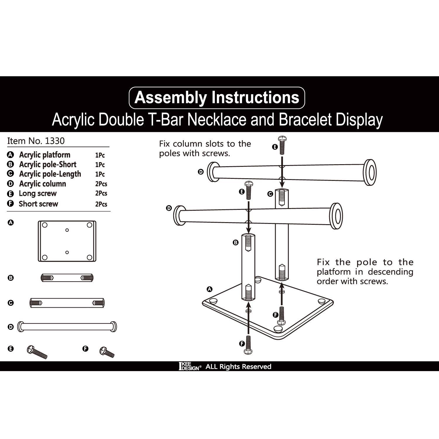 Premium Jewelry Stand , Solid Clear 2-Tier Acrylic Jewelry Organizer Stand & Bracelet holder Stand for Necklace Display, Ring & Watch Display