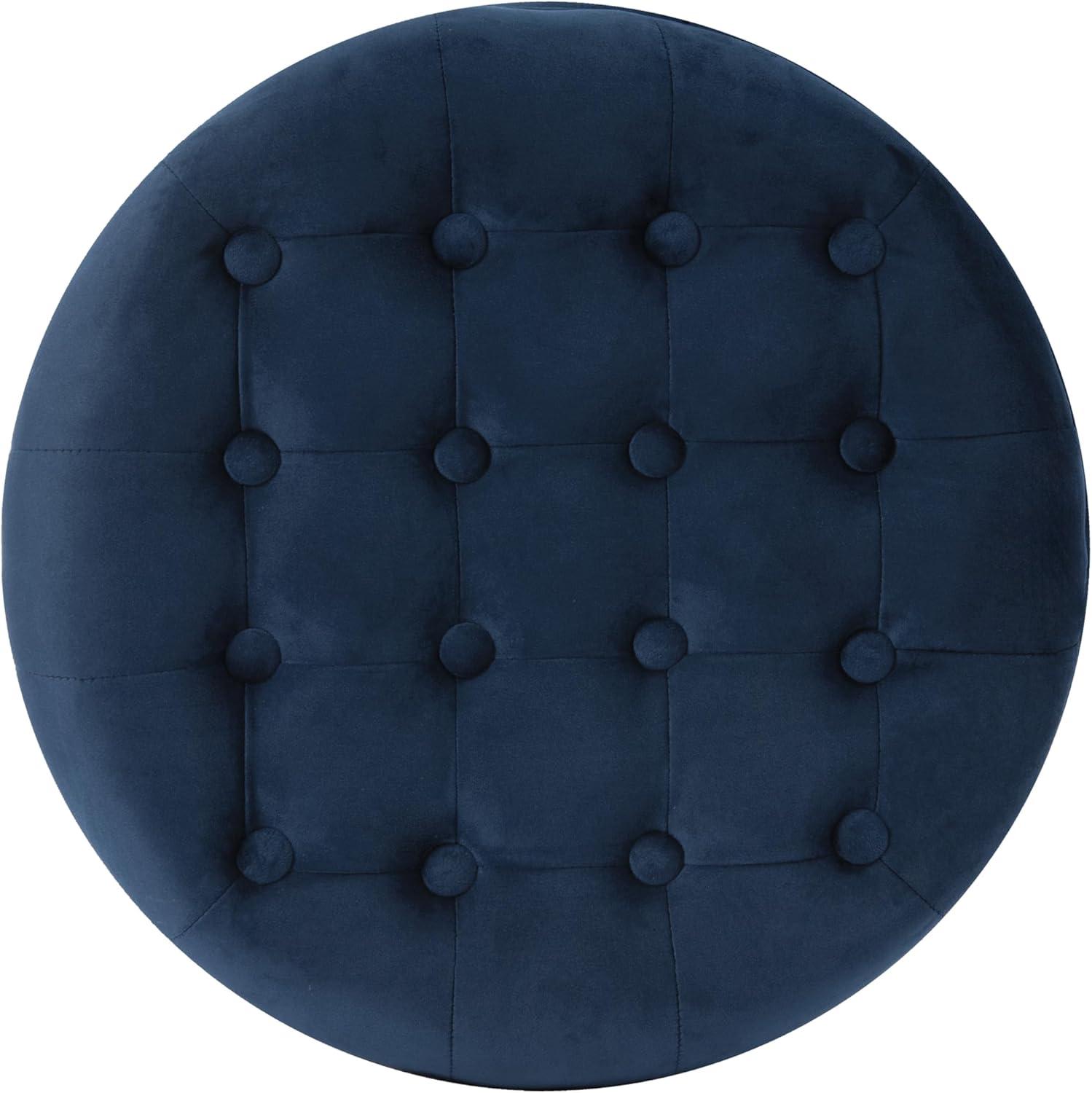 Large Round Button Tufted Storage Ottoman - HomePop