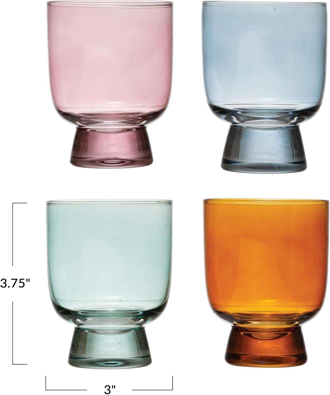 Creative Co-Op Multicolor Glass Water Tumblers, Set of 4