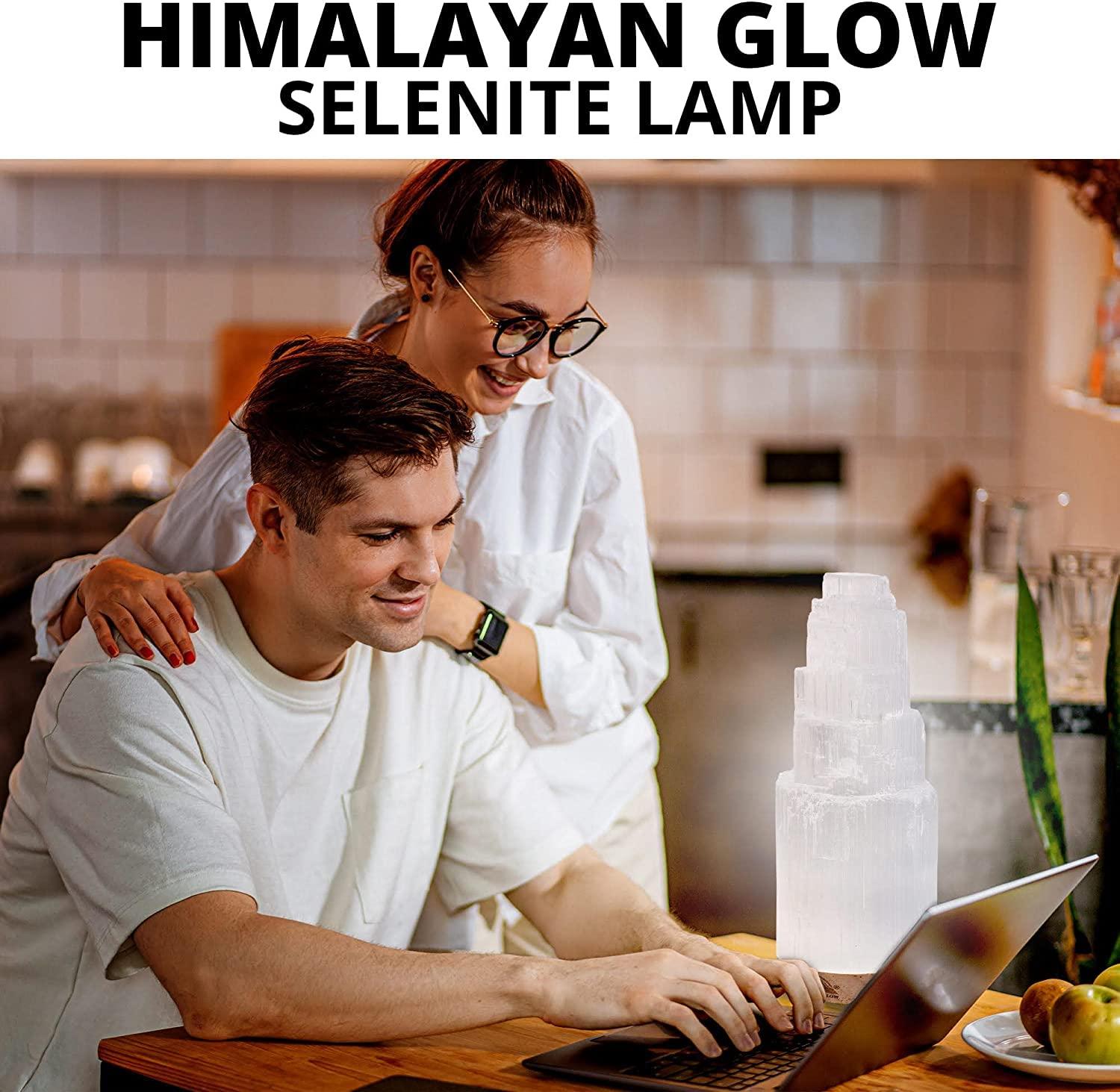 Himalayan Glow Selenite Crystal Lamp, White, Decor your Office and Room Table