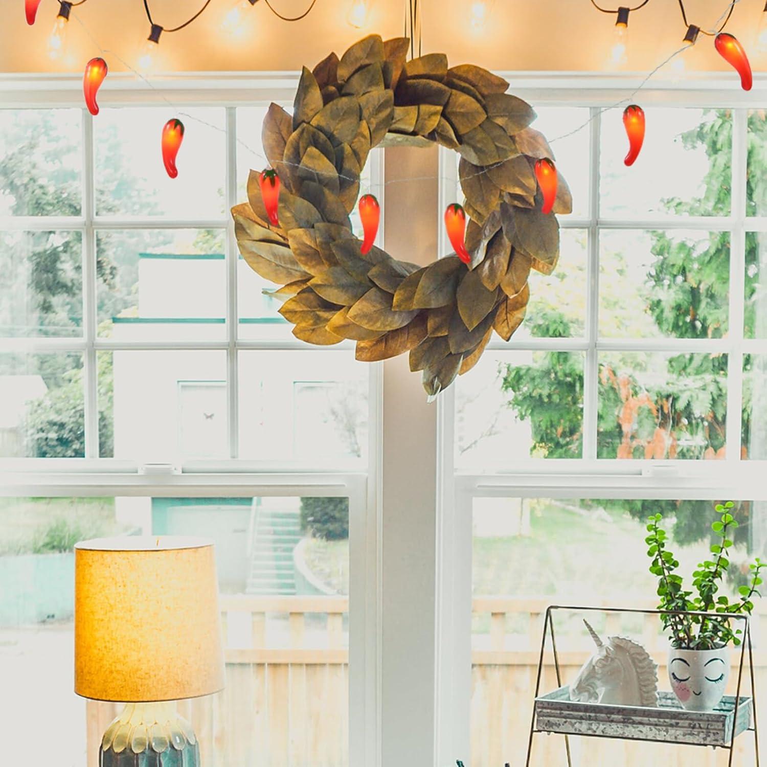 HOMEMAXS Chili Lights String Battery-operated 5.4ft 10 LEDs Warm White Pepper Lights Decorations for Patio Fence Deck Balcony Camping