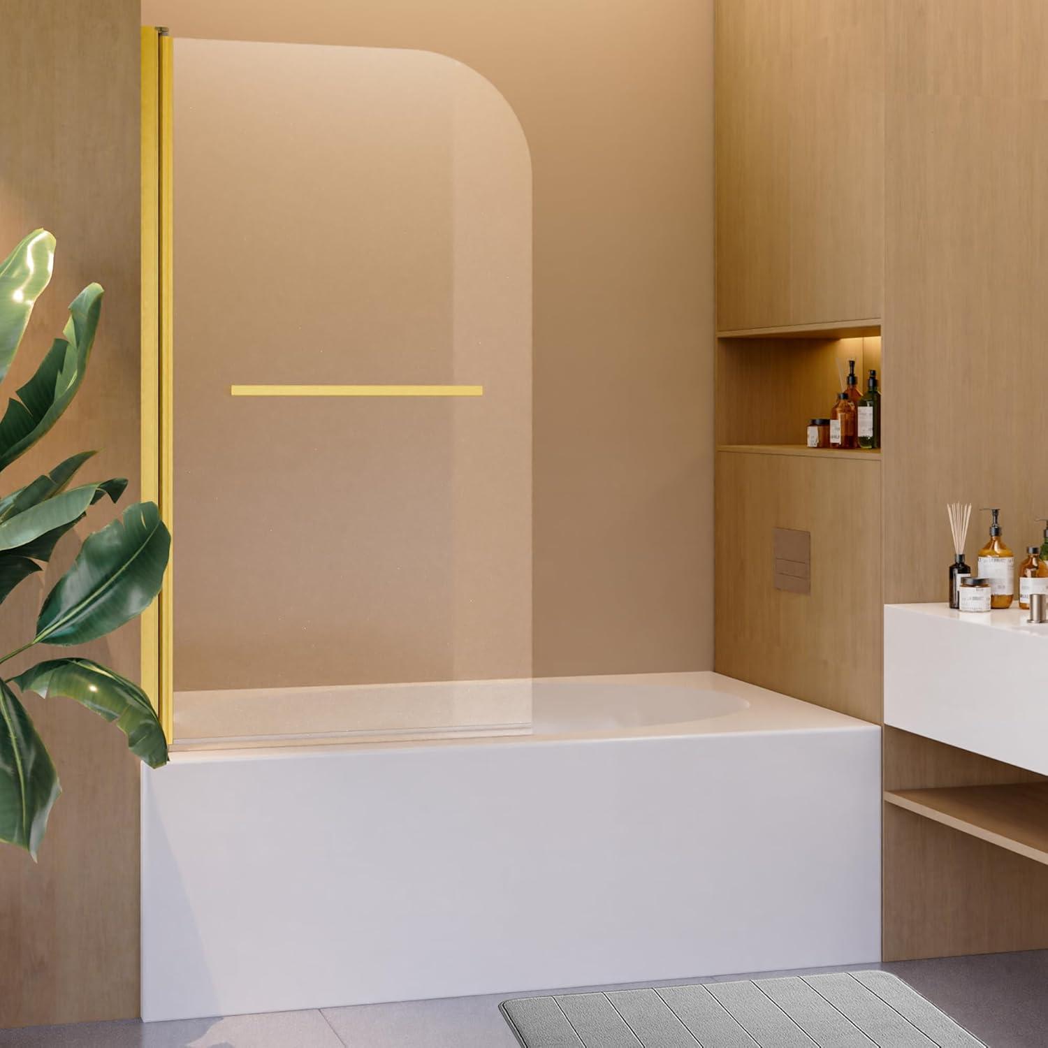 31 In. W * 55 In. H Frameless Shower Doors For Bathtub, 1/4" (6Mm) Thick SGCC Tempered Glass Door, Pivot Shower Door Panel For Bathroom