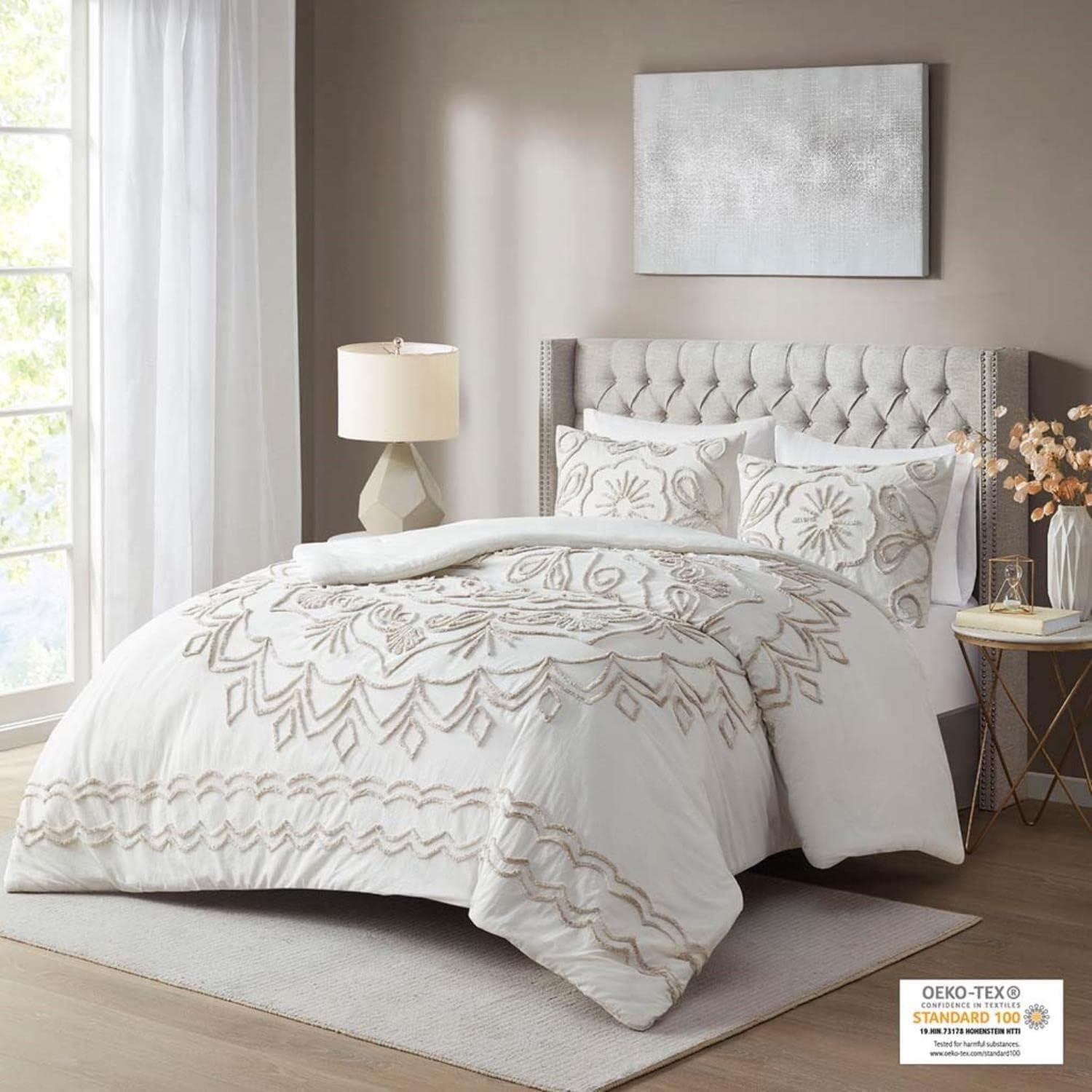 Violette 3 Piece Tufted Cotton Chenille Comforter Set