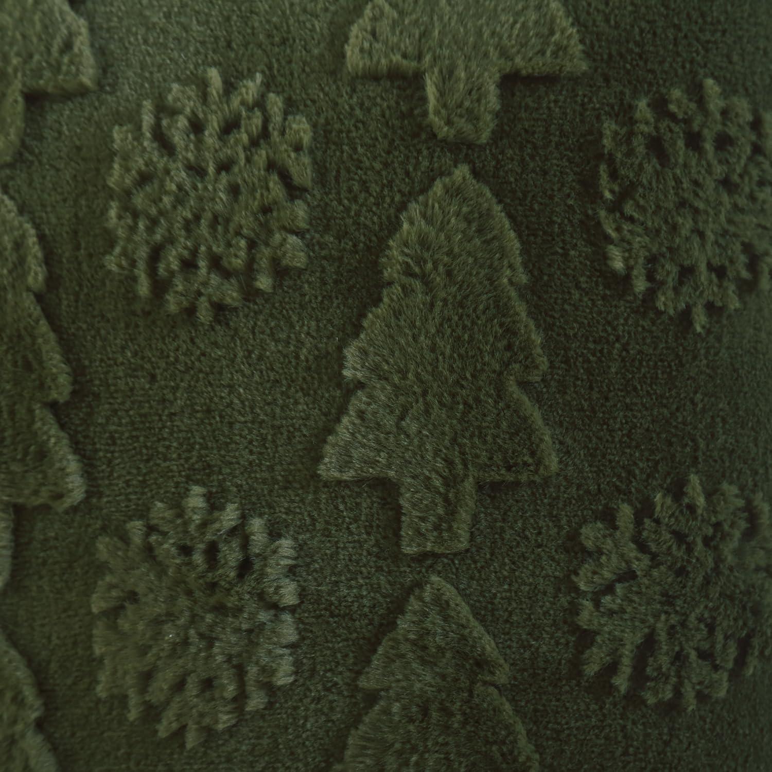 Dark Green Polyester Euro Christmas Tree Pillow Covers, 18x18 Inch, Set of 2