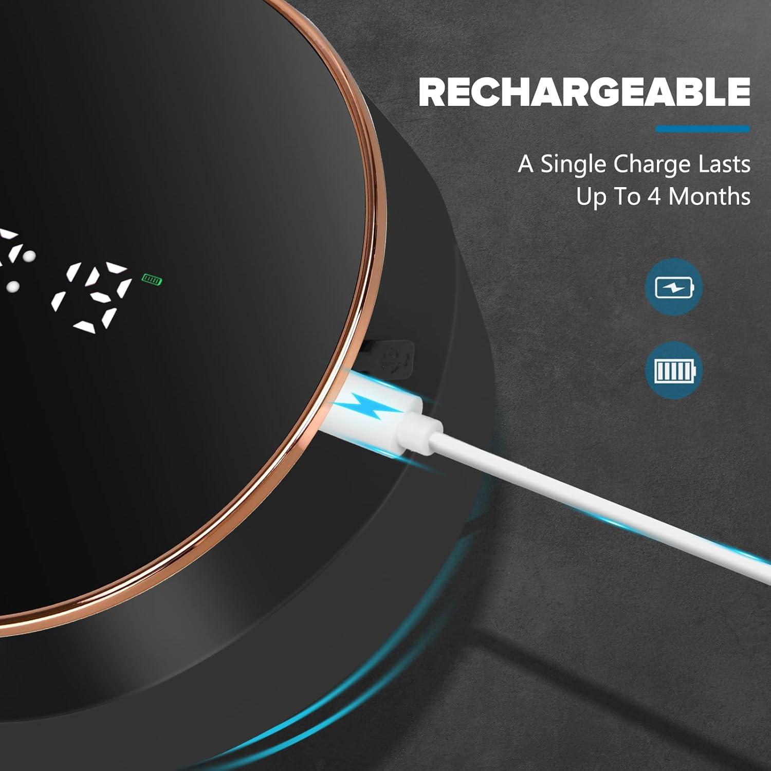 Automatic Soap Dispenser Foam Bathroom: Wall Mount Rechargeable Touchless Adjustable Auto Smart Electric Plastic Black Foaming Soap Dispenser with Clock - Kitchen - Hand Dish Lotion Couple Kids