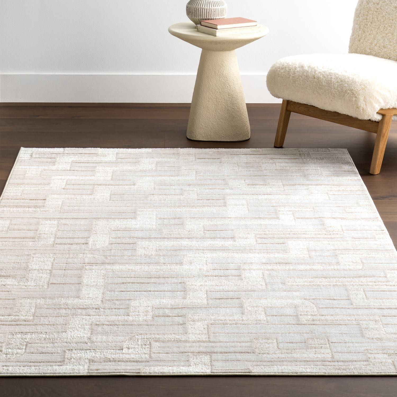 Nuloom Cailin Modern Geometric Machine Washable Indoor Area Rug, 3' x 5', Beige