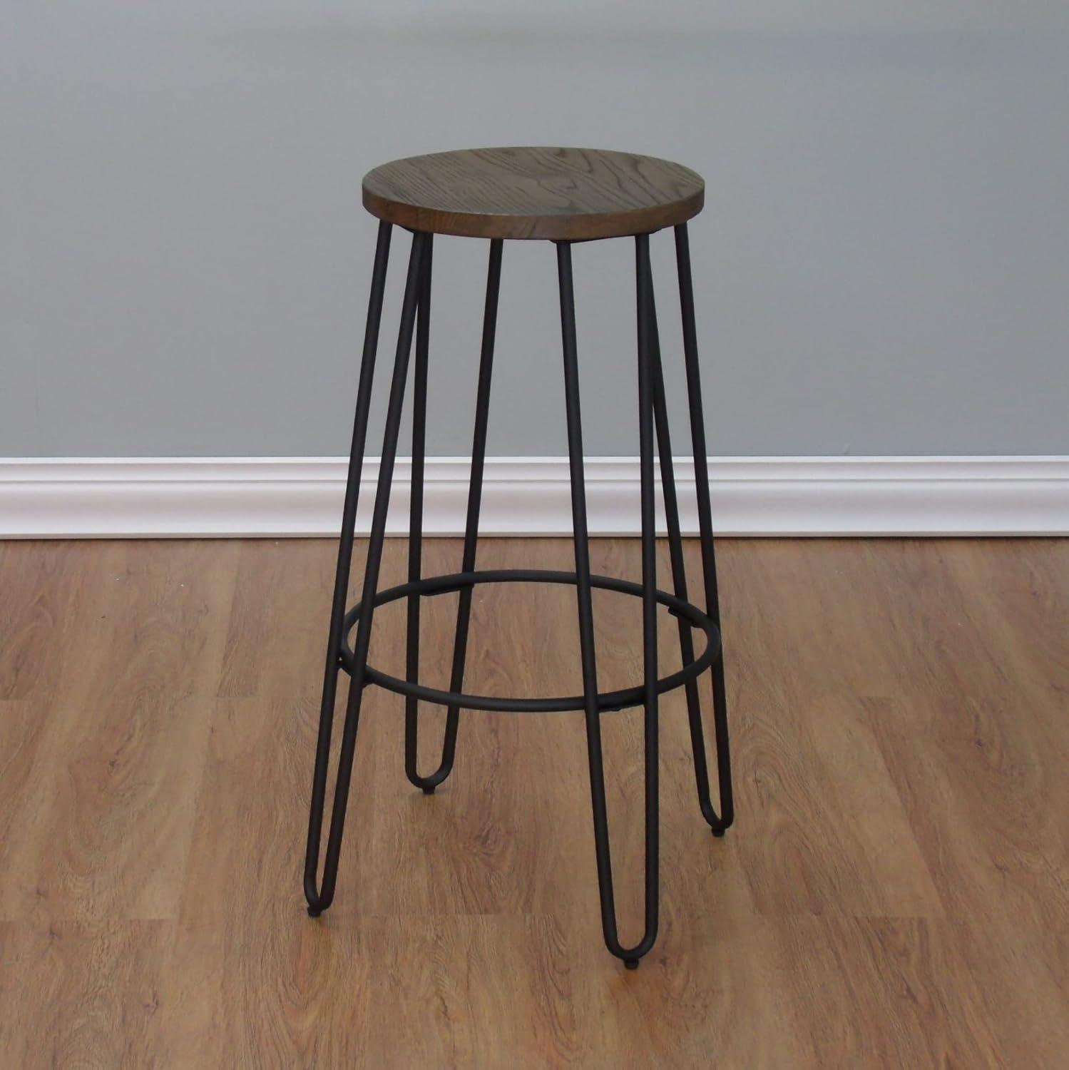 30'' Quinn Industrial Chic Backless Barstool in Black Wood and Metal