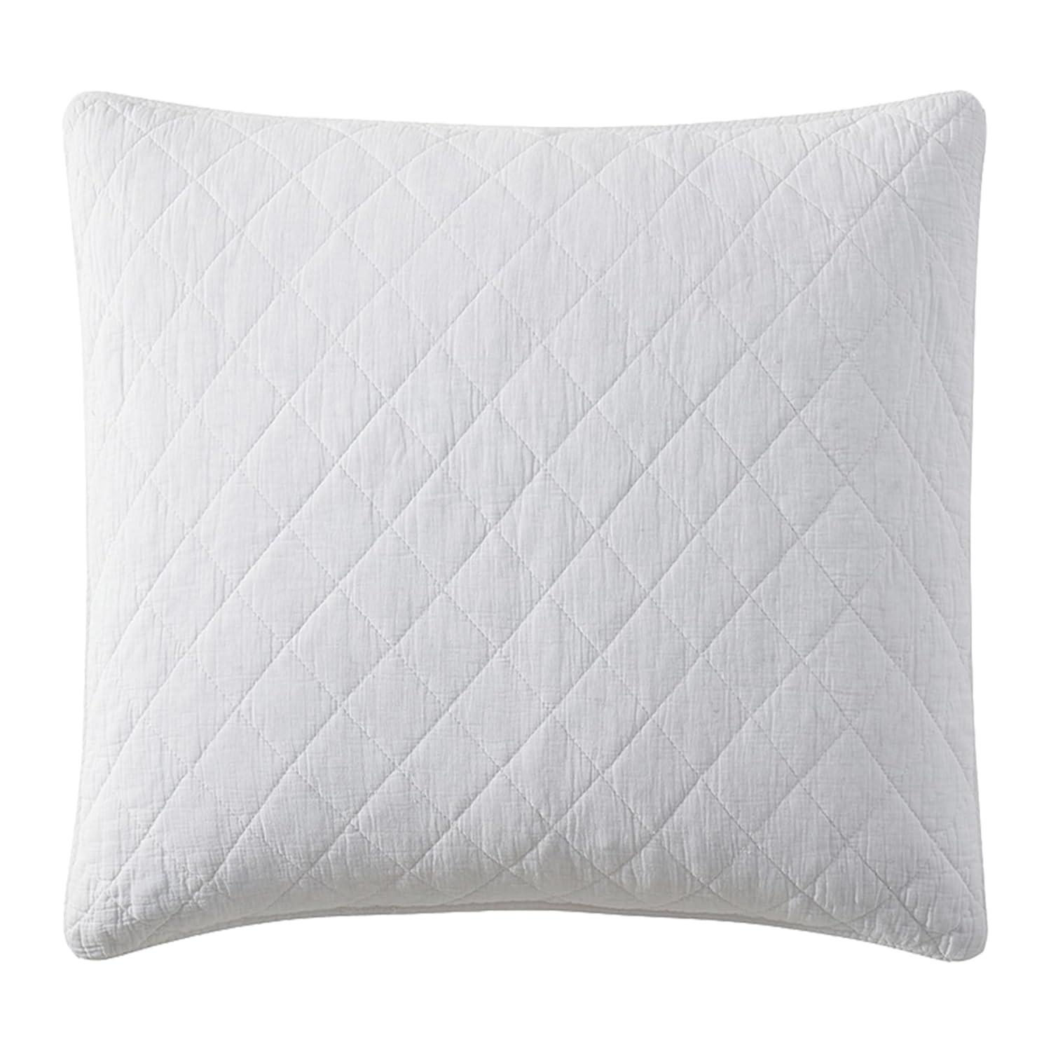 HiEnd Accents Cotton Gauze Euro Sham, 27x27 inch, Vintage White Solid Color, Soft Textured Cotton Pillowcases, Classic Chic Casual Modern Rustic Quilted Pillow Shams