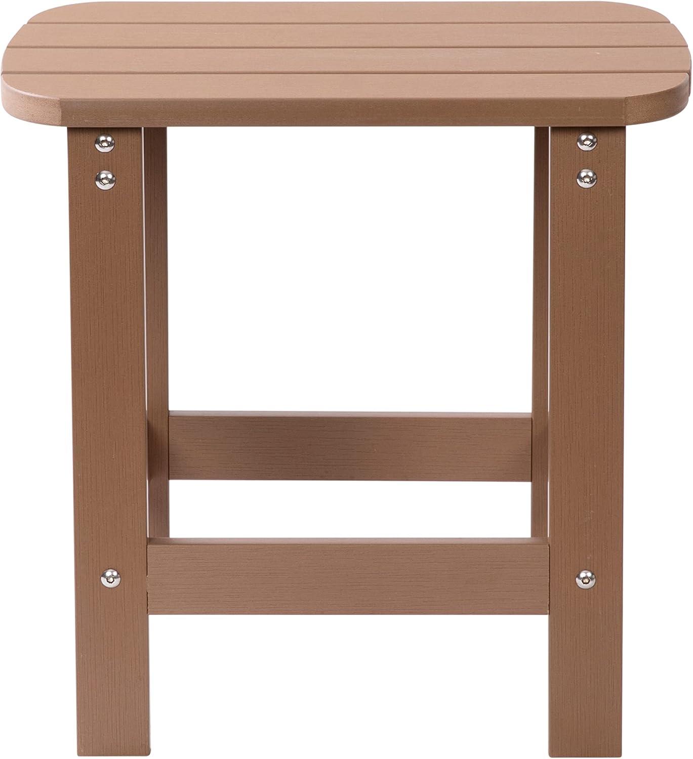 Flash Furniture Charlestown All-Weather Poly Resin Wood Adirondack Side Table in Natural Cedar