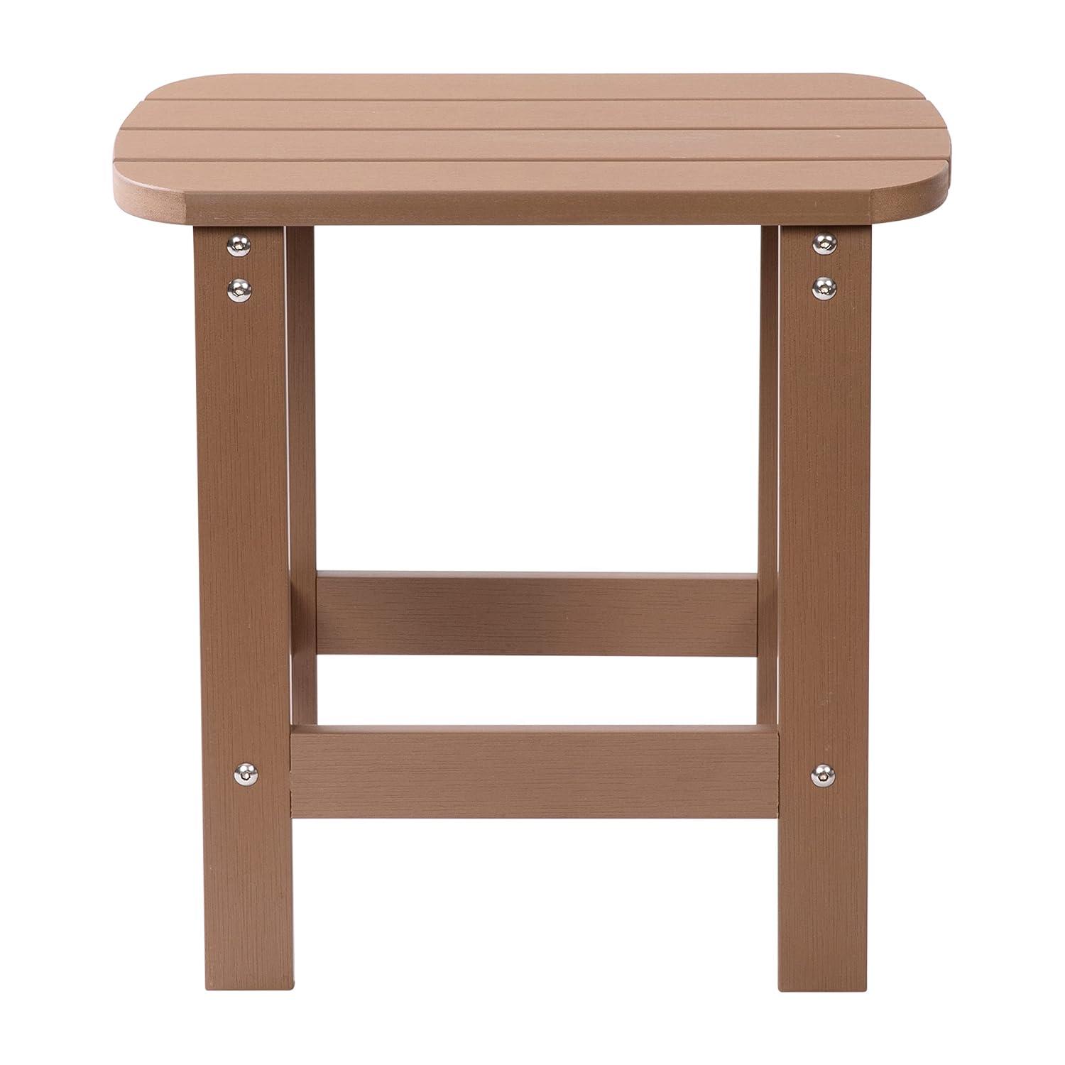 Flash Furniture Charlestown All-Weather Poly Resin Wood Adirondack Side Table in Natural Cedar