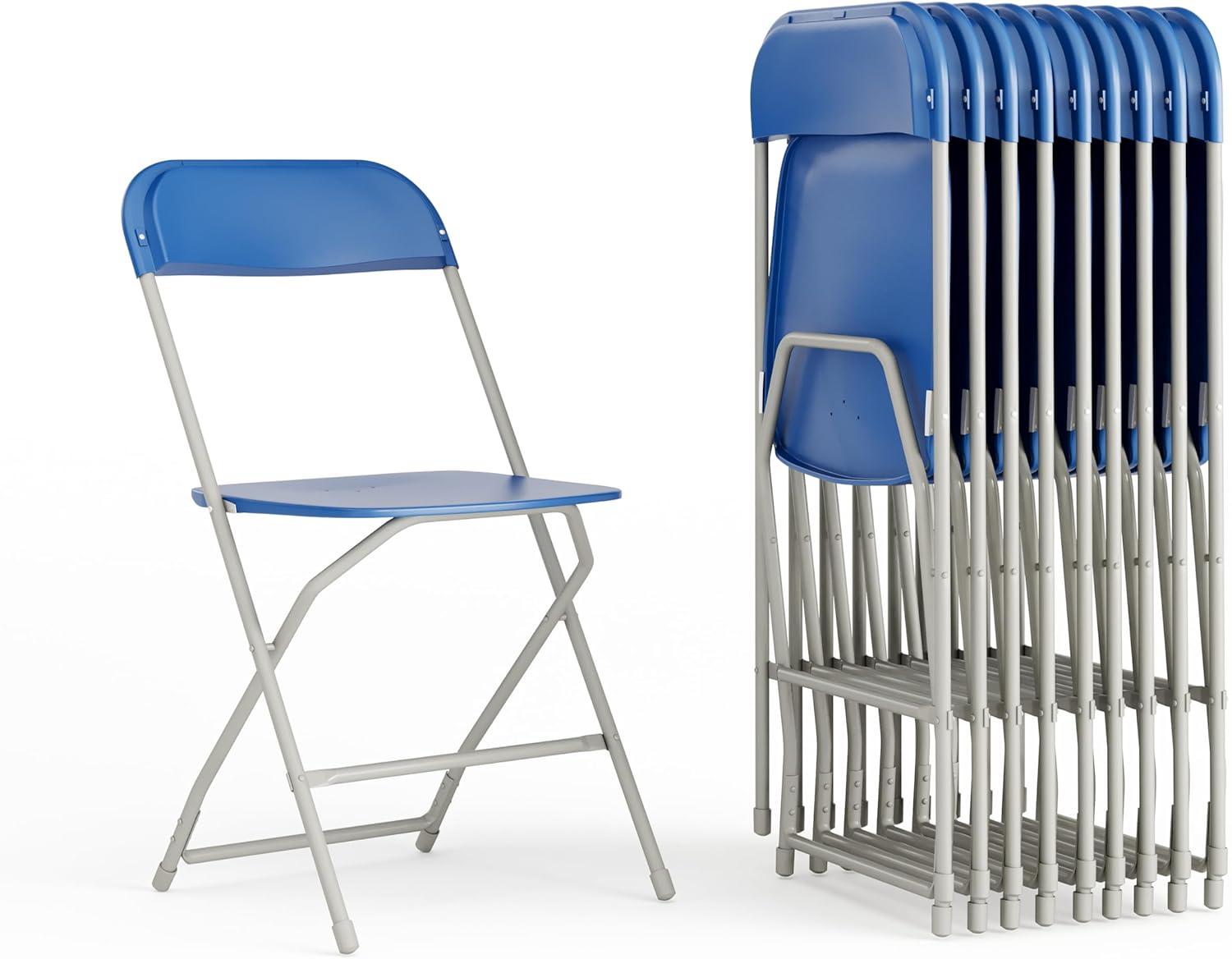 Emma and Oliver Set of 10 Stackable Folding Plastic Chairs - 650 LB Weight Capacity