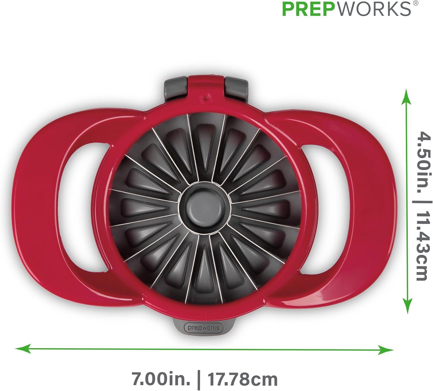 Prepworks Thin Apple Slicer: Stainless Steel Fruit & Mandolin Slicer, Dishwasher-Safe, Red