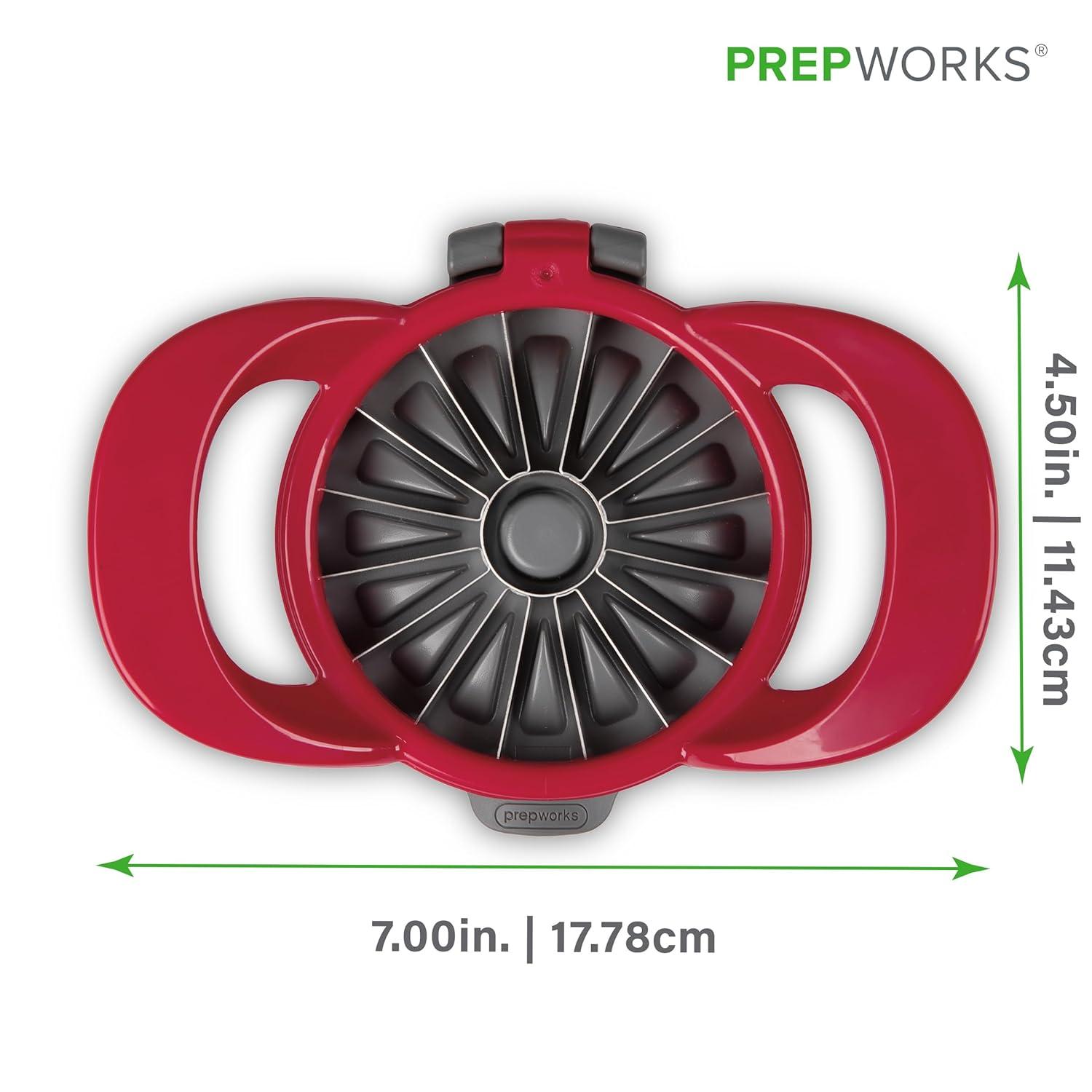 Prepworks Thin Apple Slicer: Stainless Steel Fruit & Mandolin Slicer, Dishwasher-Safe, Red