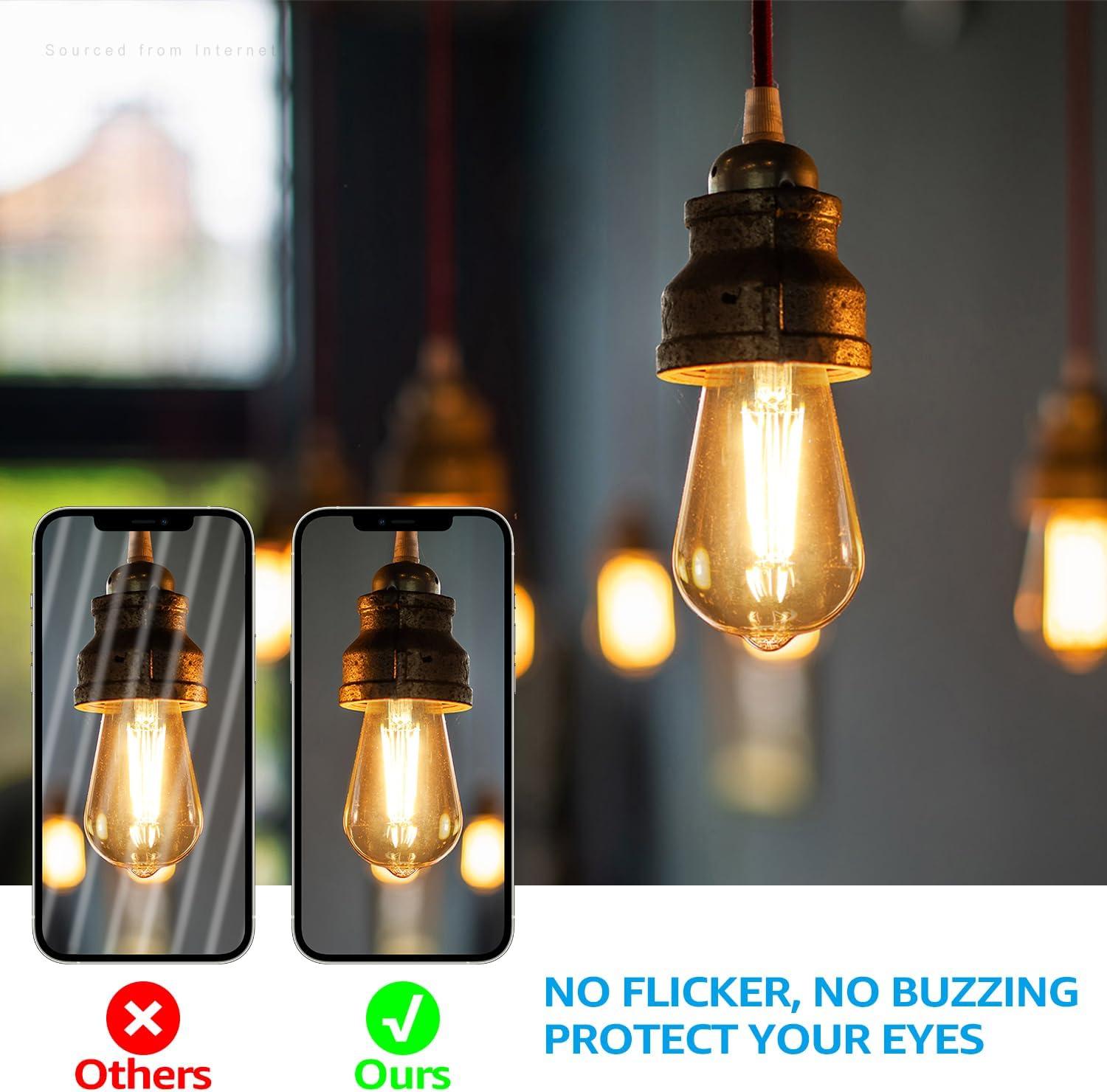 TORCHSTAR 12 Pack Bombilla LED ST64/ST19, Regulable, 7W(75W Equivalente), Bombilla Filamento Vintage, Base Mediana E26, Luz Decorativa Interior, 2700K Blanco Suave