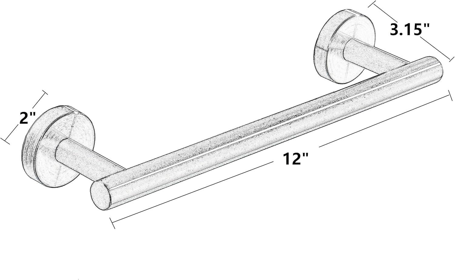 Towel Bar, 12-Inch Hand Towel Holder, Bathroom Accessories SUS304 Stainless Steel Towel Rack, Bath Hardware Brushed Nickel, Wall Mounted