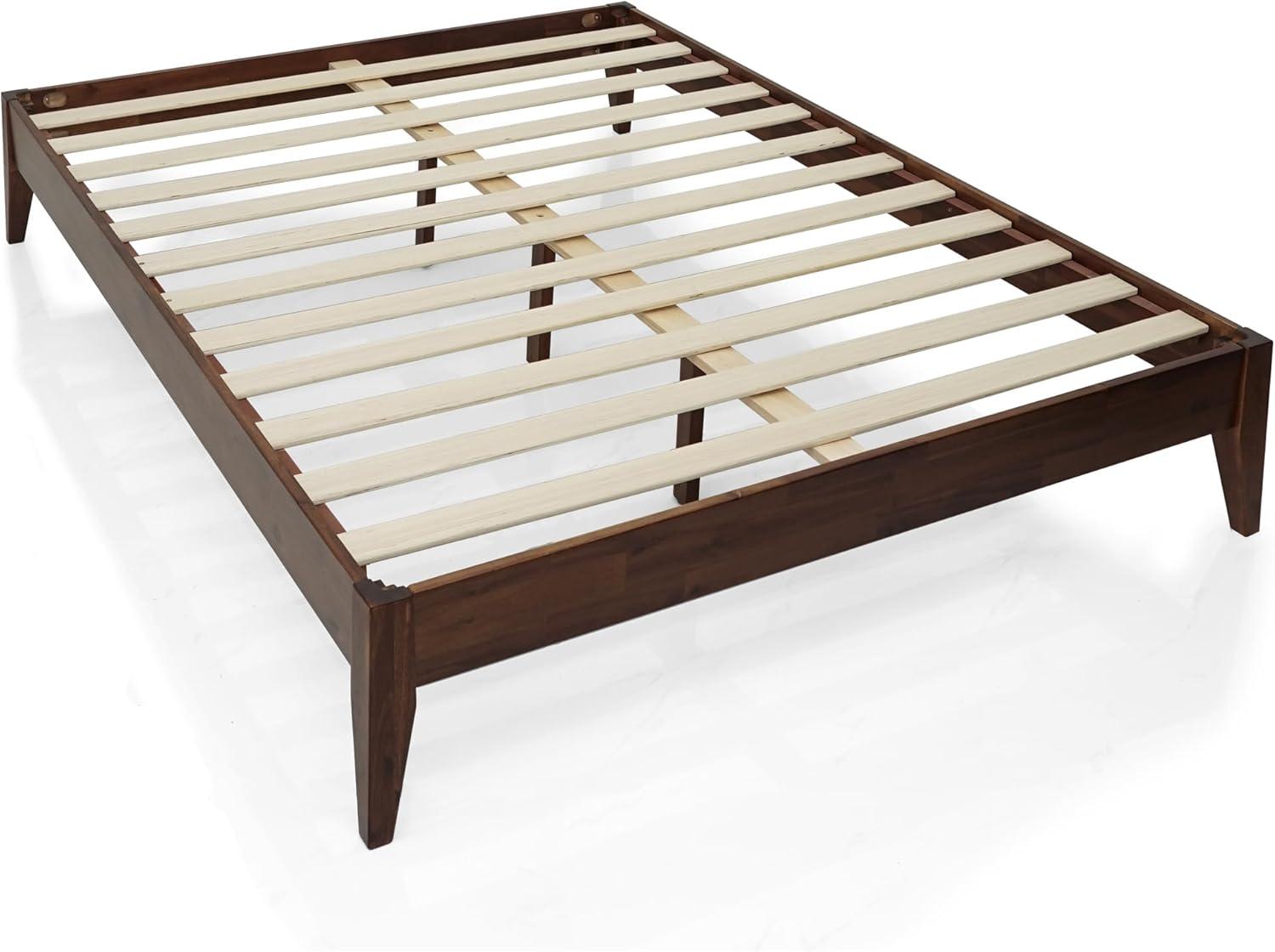 Acacia Mervyn Wooden Bed Frame, 100% Solid Wood Platform Bed, All Mattress Support & No Box Spring Needed, Effortless Assembly, 800 lbs Capacity, 5 Years Warranty Bedroom Furniture (Chocolate, King)