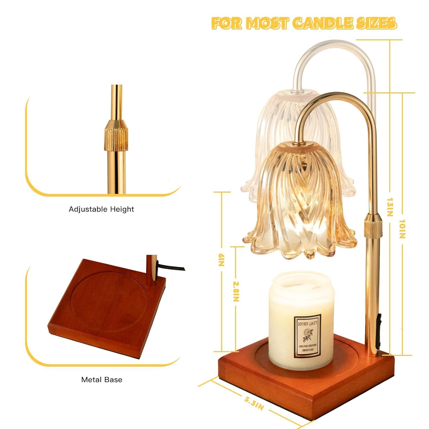 Candle Warmer Lamp with Timer Dimmable, Birthday Gifts for Women Mom, House Warming Gifts New Home Decor, Wax Melt Warmer for Jar Candles with 2 Bulbs