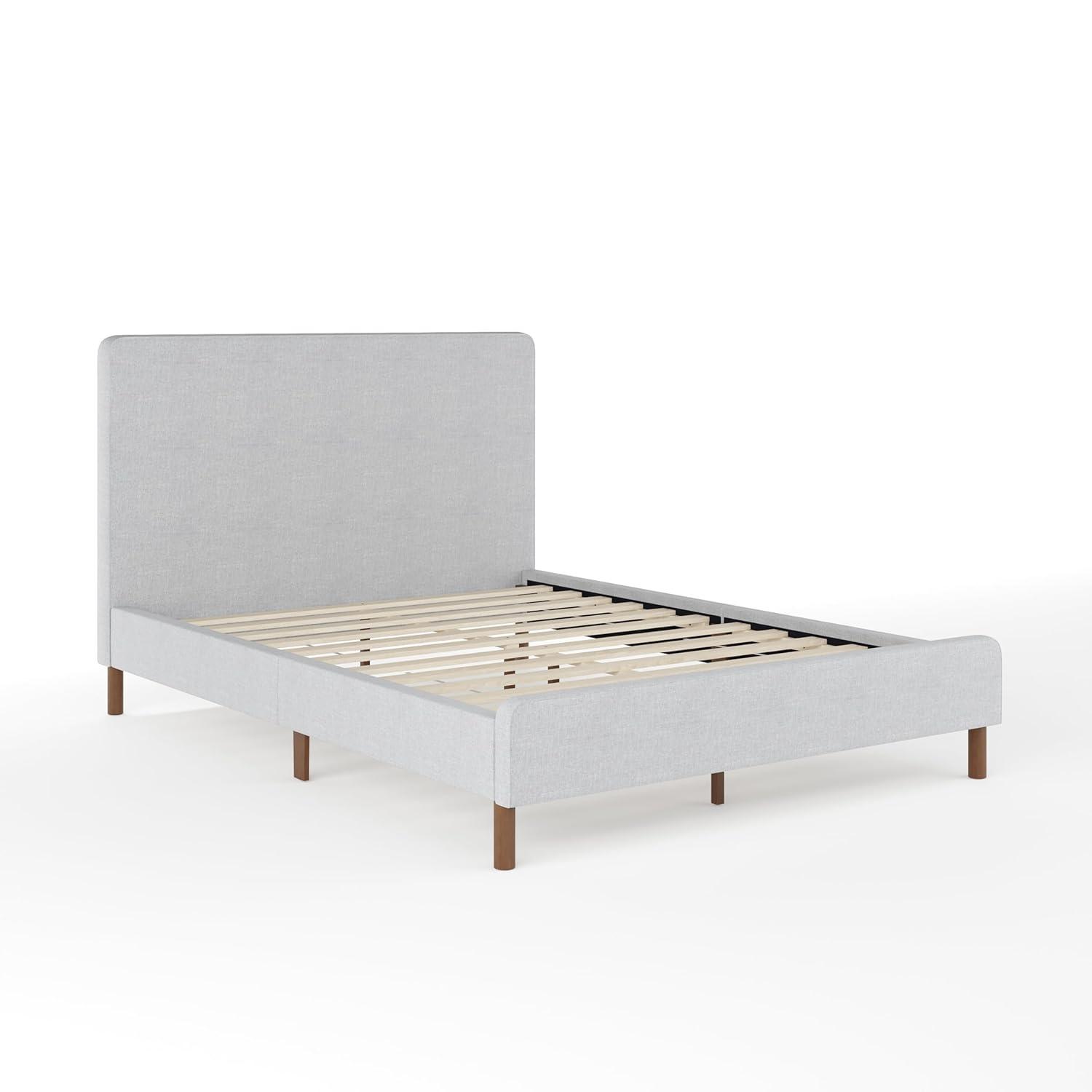 Martha Stewart Martha Stewart Britta Upholstered Platform Bed With Piped Detail Headboard