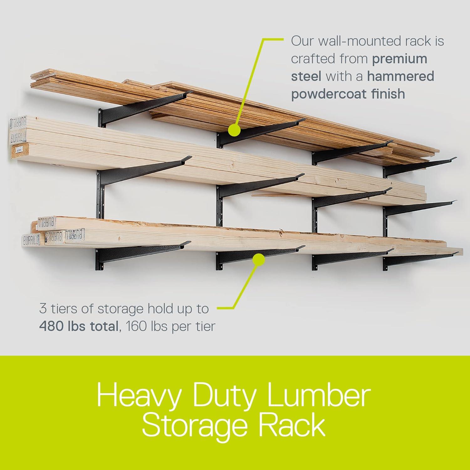 Delta Cycle Heavy Duty Steel Wall Mounted 3-Tier Lumber Storage Rack